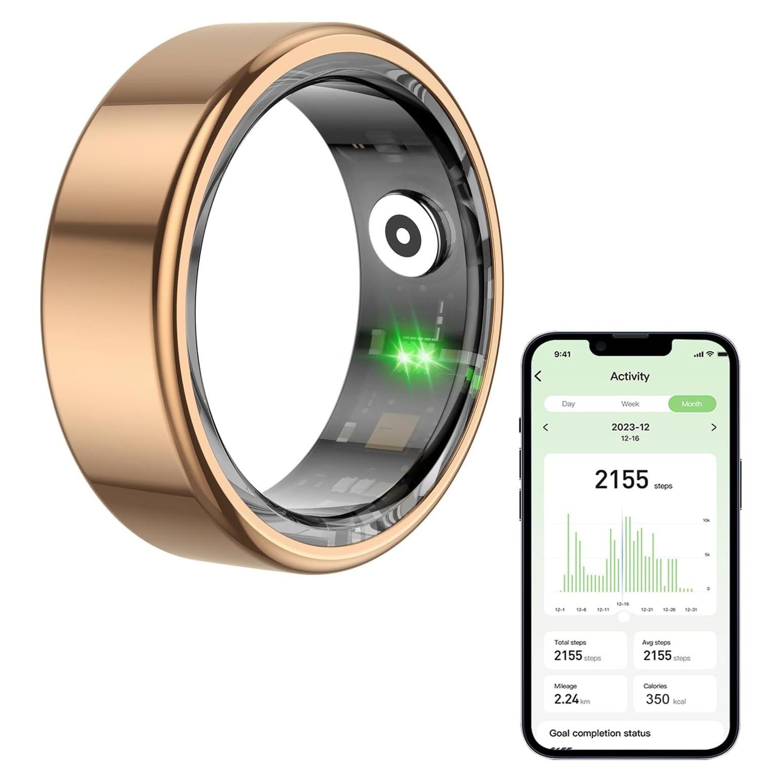 Anillo Inteligente JHYLJSH 2024 Salud IP68 Oro Rosa 56.9mm