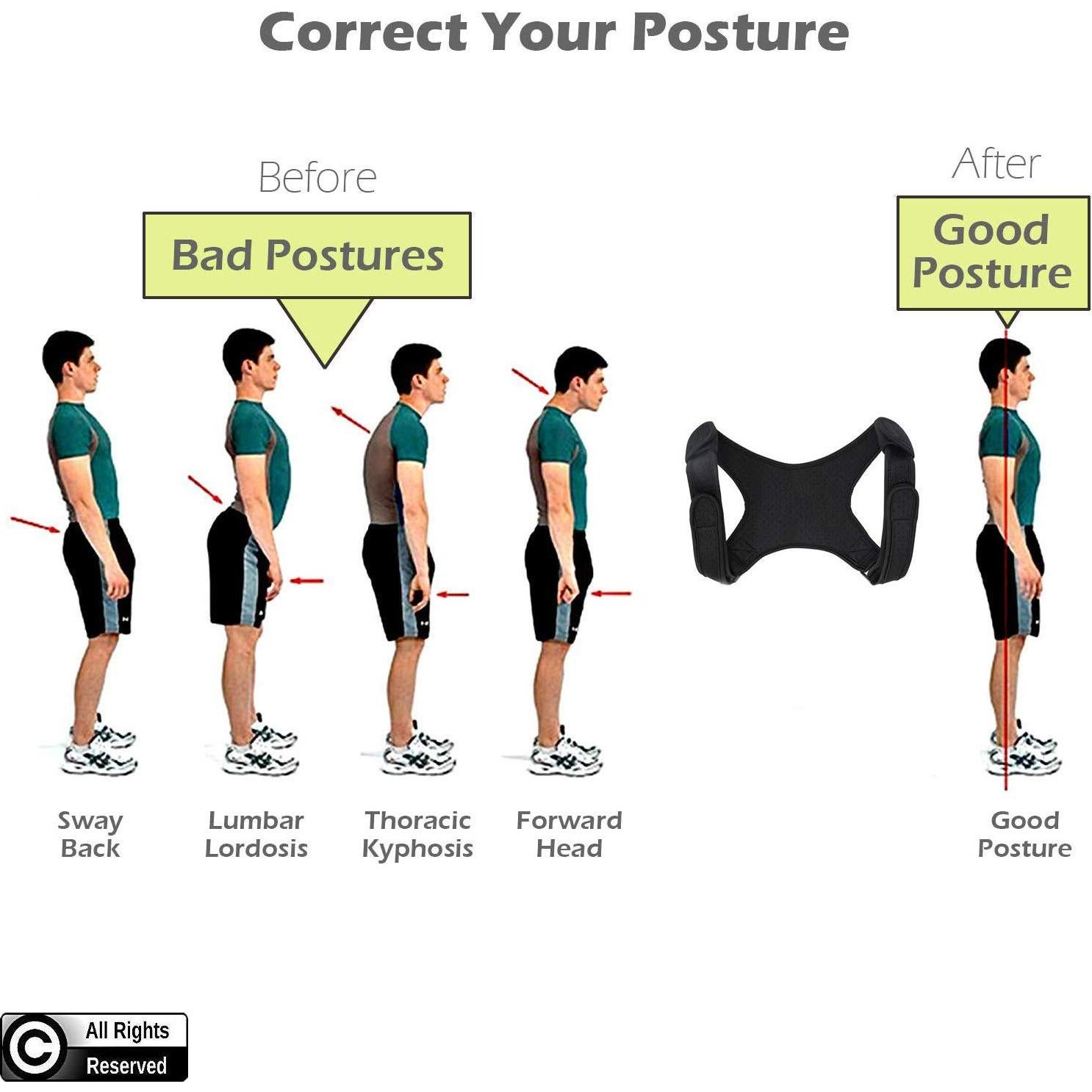 Corrector de Postura POAGL Ajustable para Hombres - Soporte Espalda