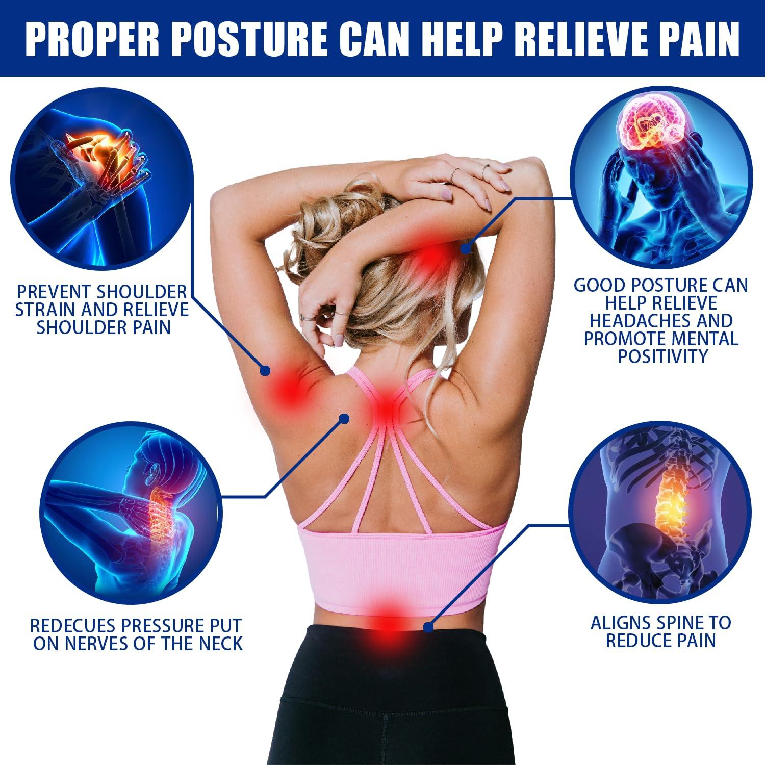 Corrector de Postura PEMEME - Faja Ajustable para Alivio del Dolor - Soporte Lumbar Transpirable (Negro, Mediano)