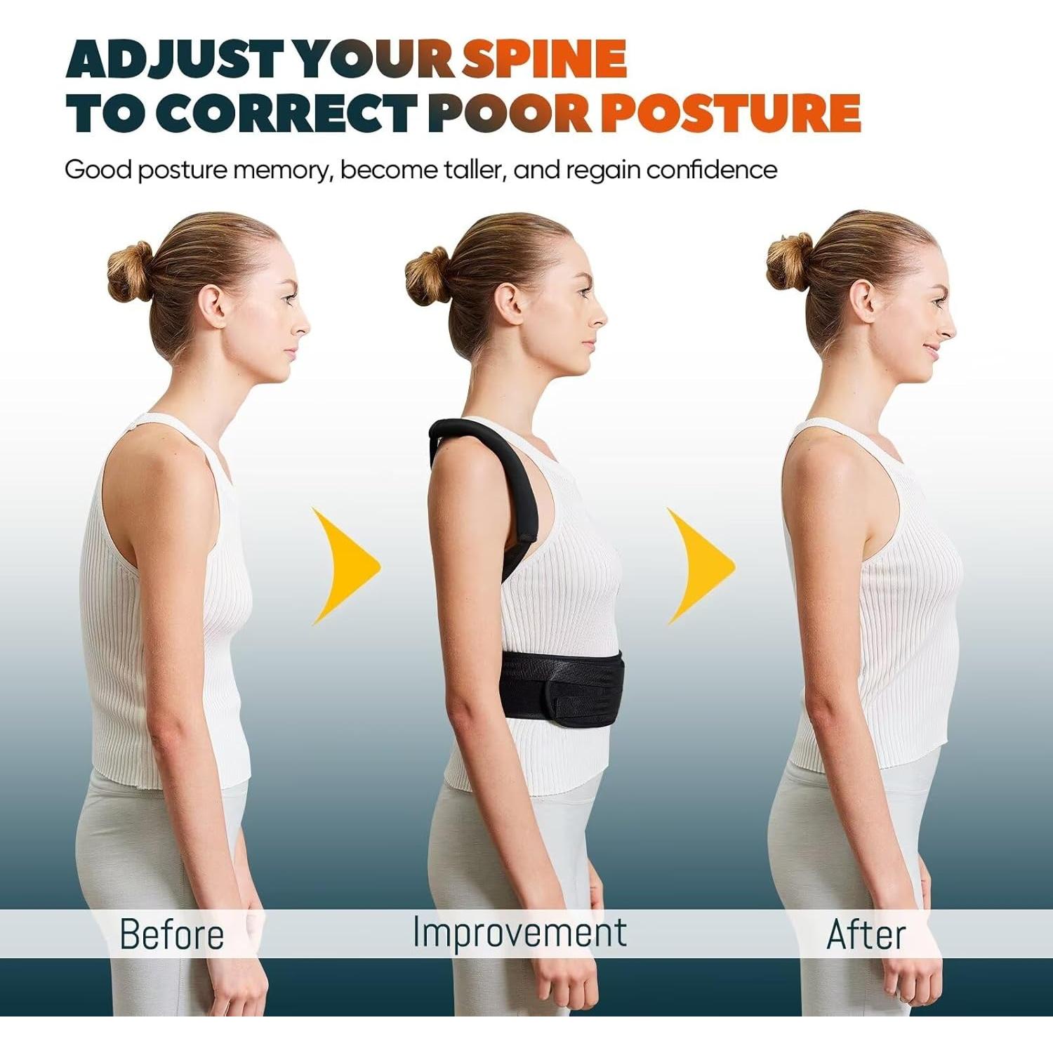 Corrector de Postura HEZKUGU Ajustable para Alivio de Espalda