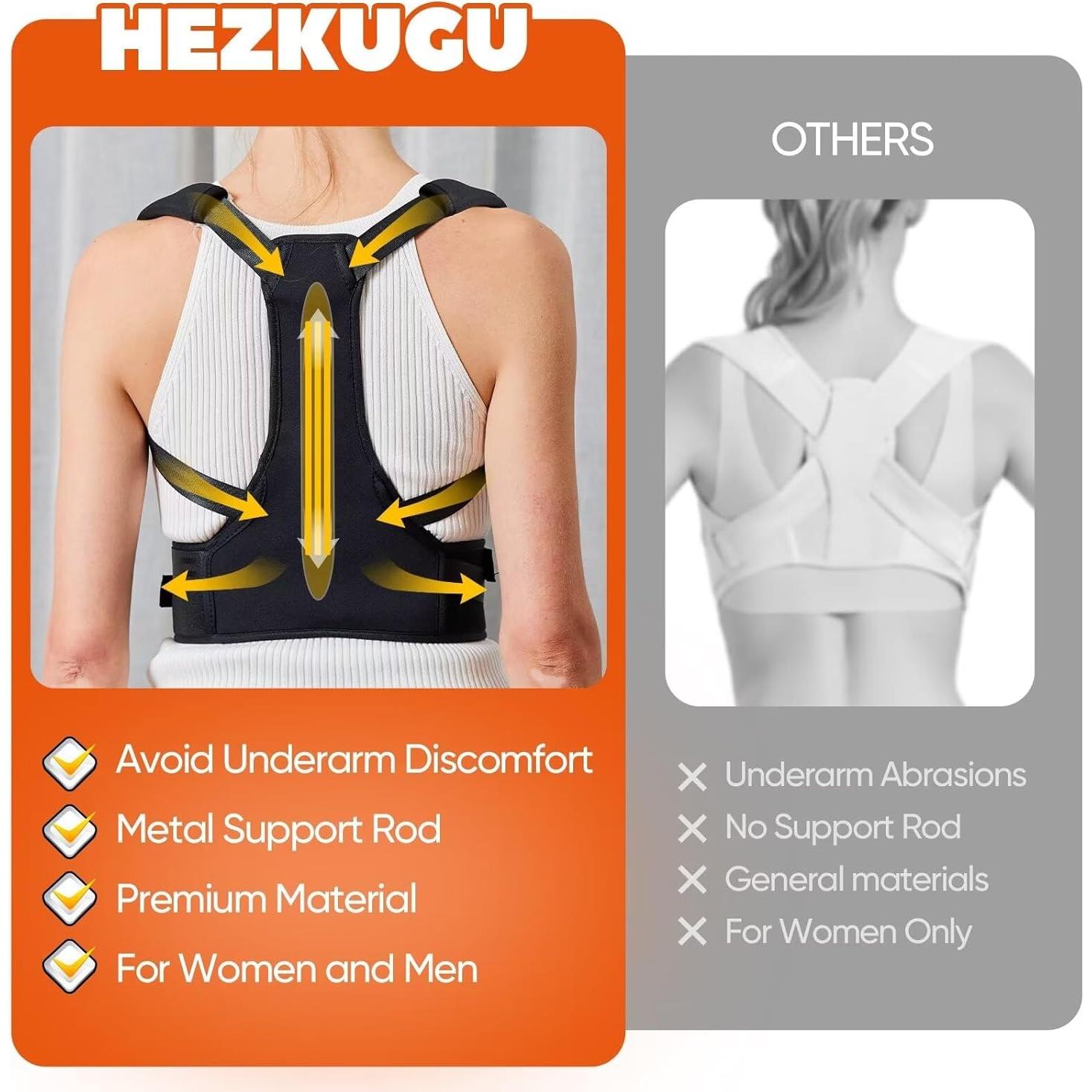 Corrector de Postura HEZKUGU Ajustable para Alivio de Espalda