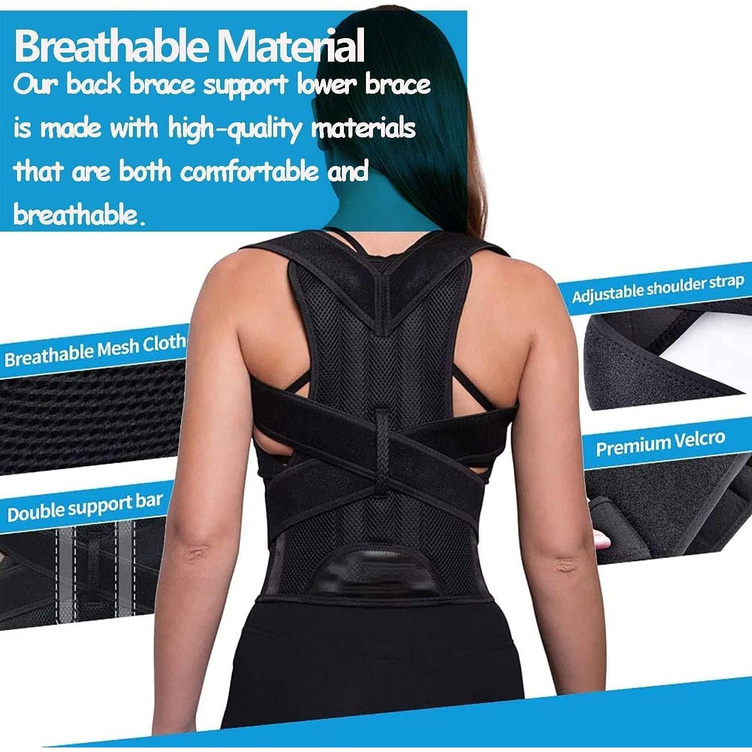 Corrector de Postura Ajustable WONFAST XXXL Negro