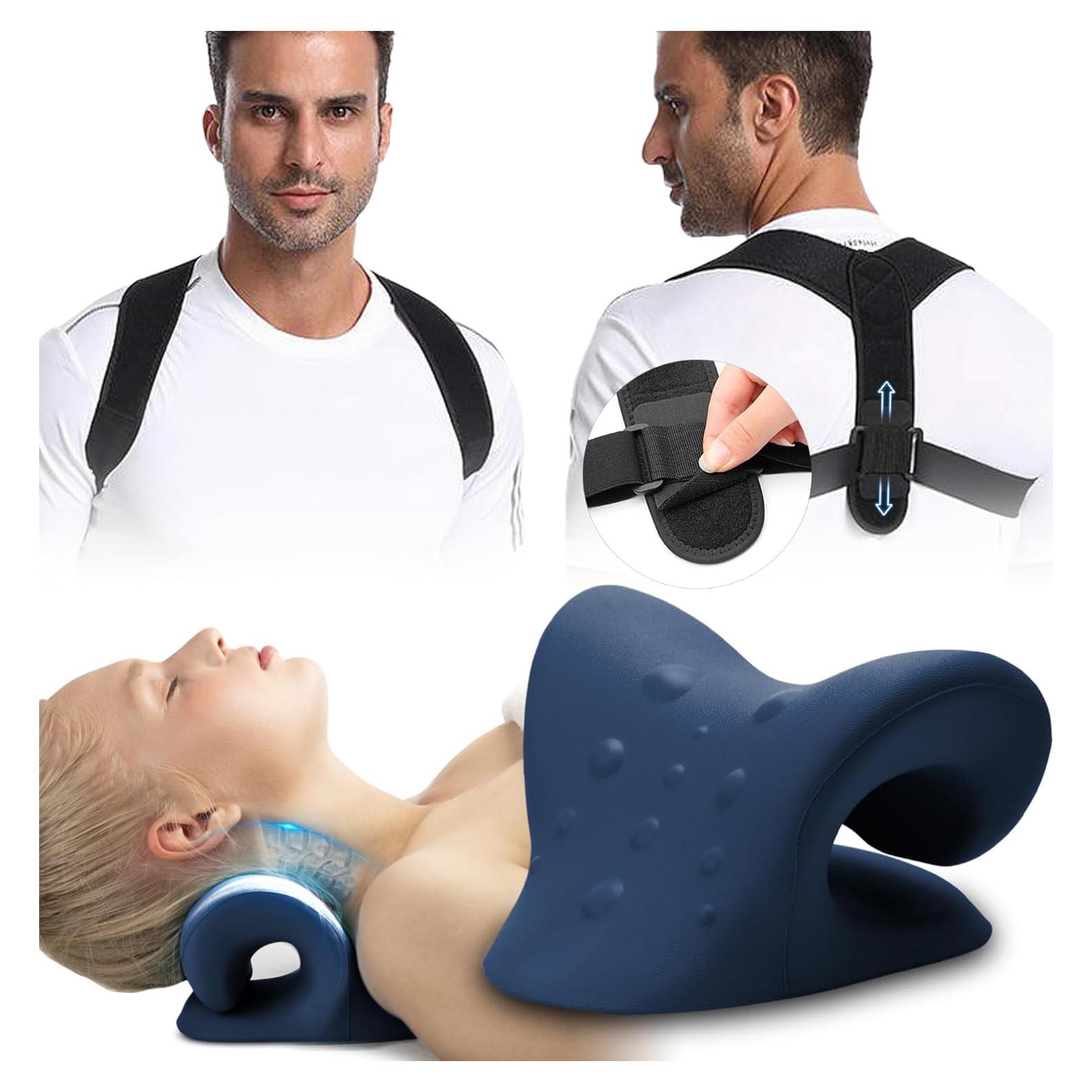 Estirador de Cuello y Corrector de Postura iBYWM Azul