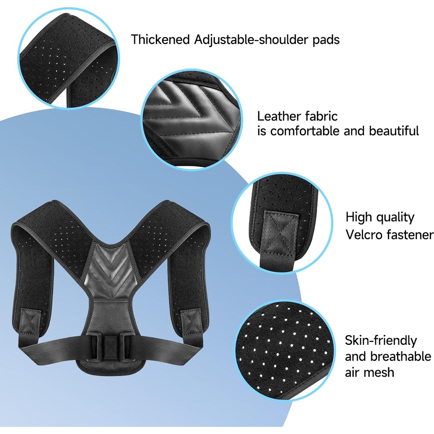 Corrector de Postura Abismat Ajustable para Espalda y Hombros Negro M