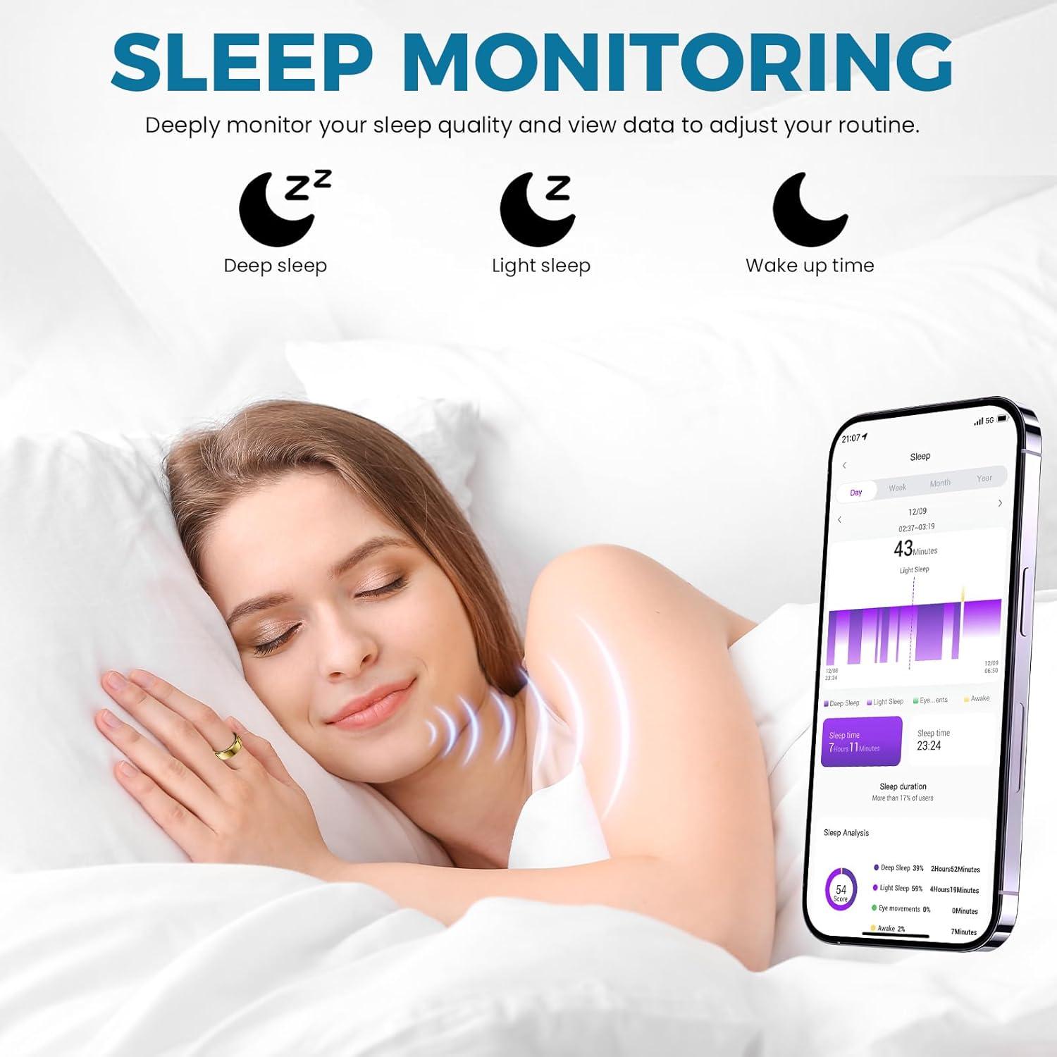 Anillo Inteligente VvituaC Talla 11 Dorado Monitoreo Salud