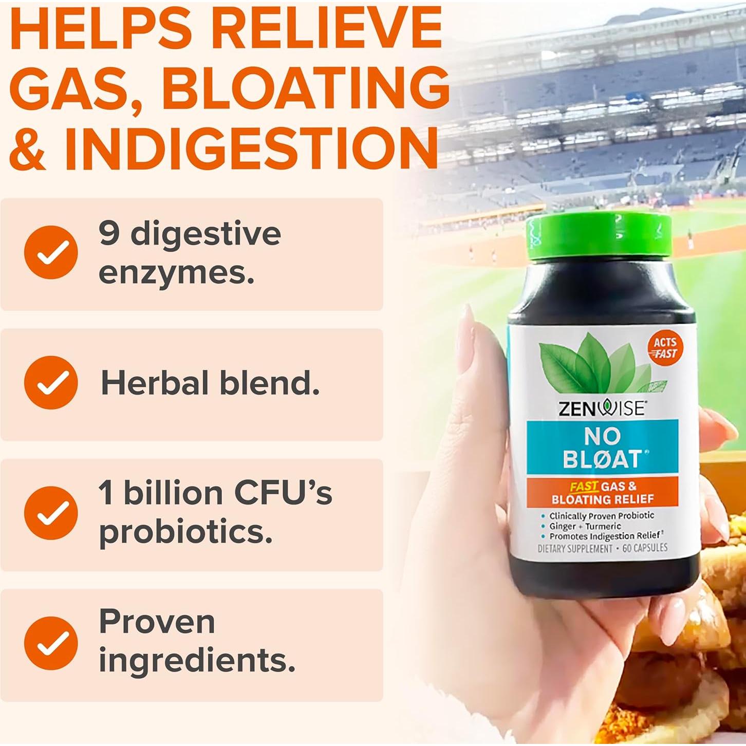 Zenwise Health Enzimas Digestivas 60 Cápsulas - Alivio Gas y Distensión