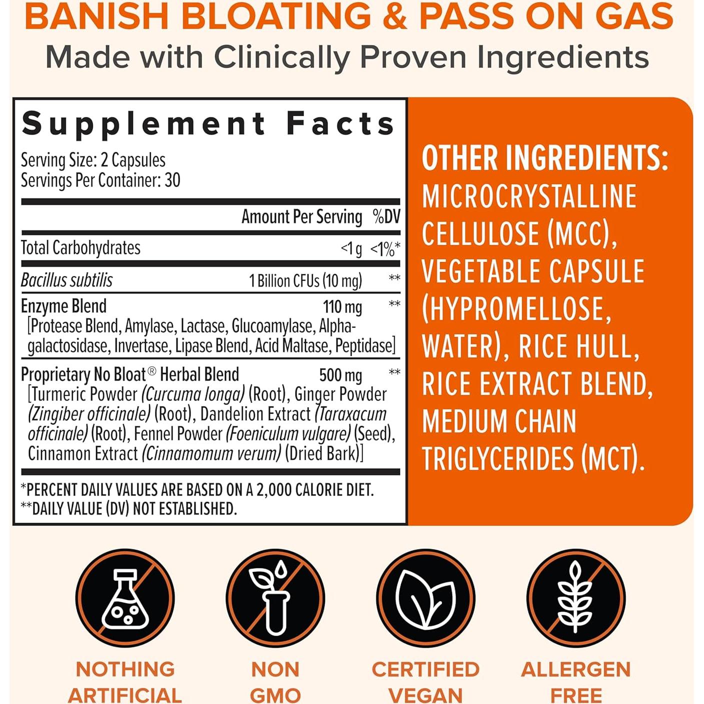 Zenwise Health Enzimas Digestivas 60 Cápsulas - Alivio Gas y Distensión