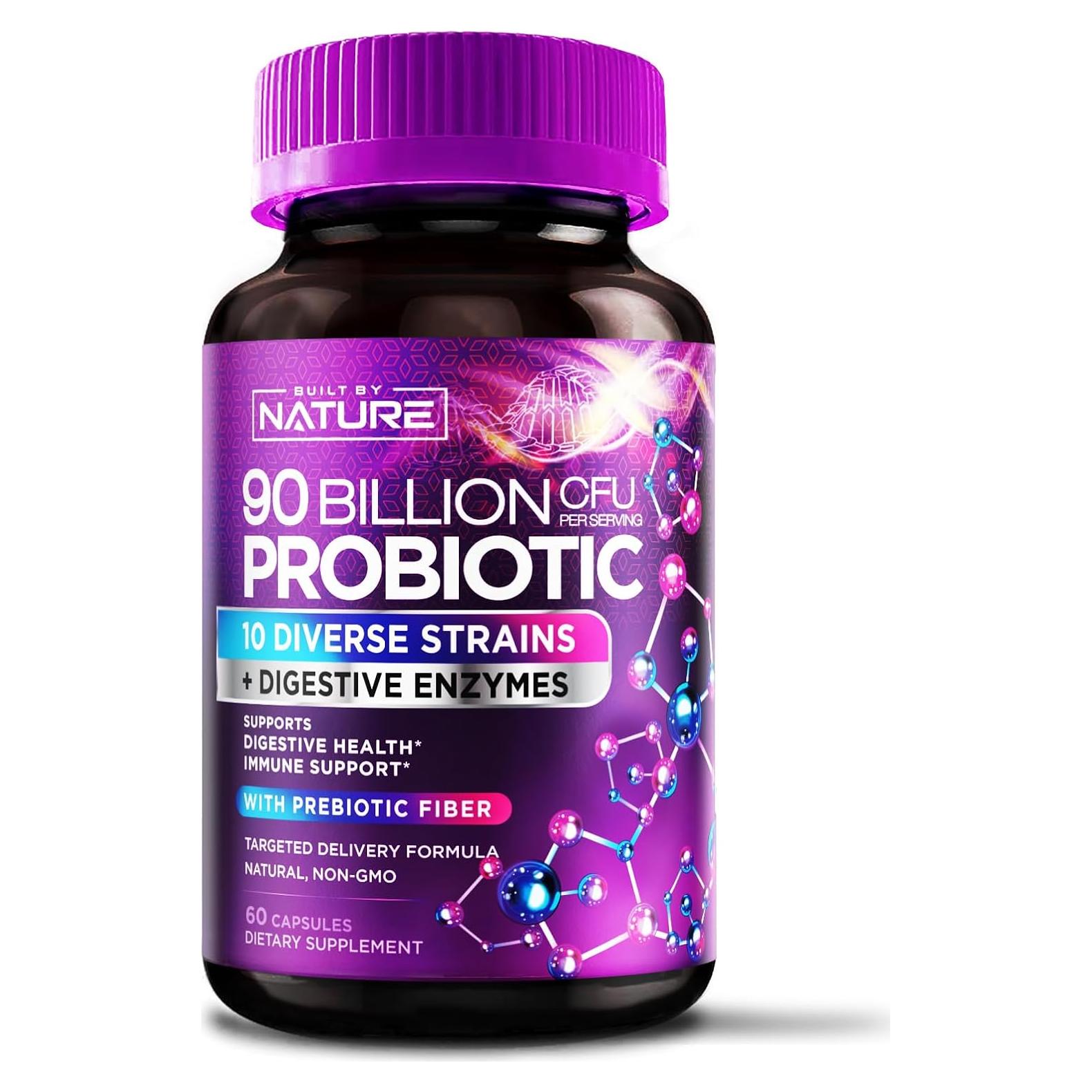Probiotico 90 Mil millones CFU Built By Nature - 60 Cápsulas