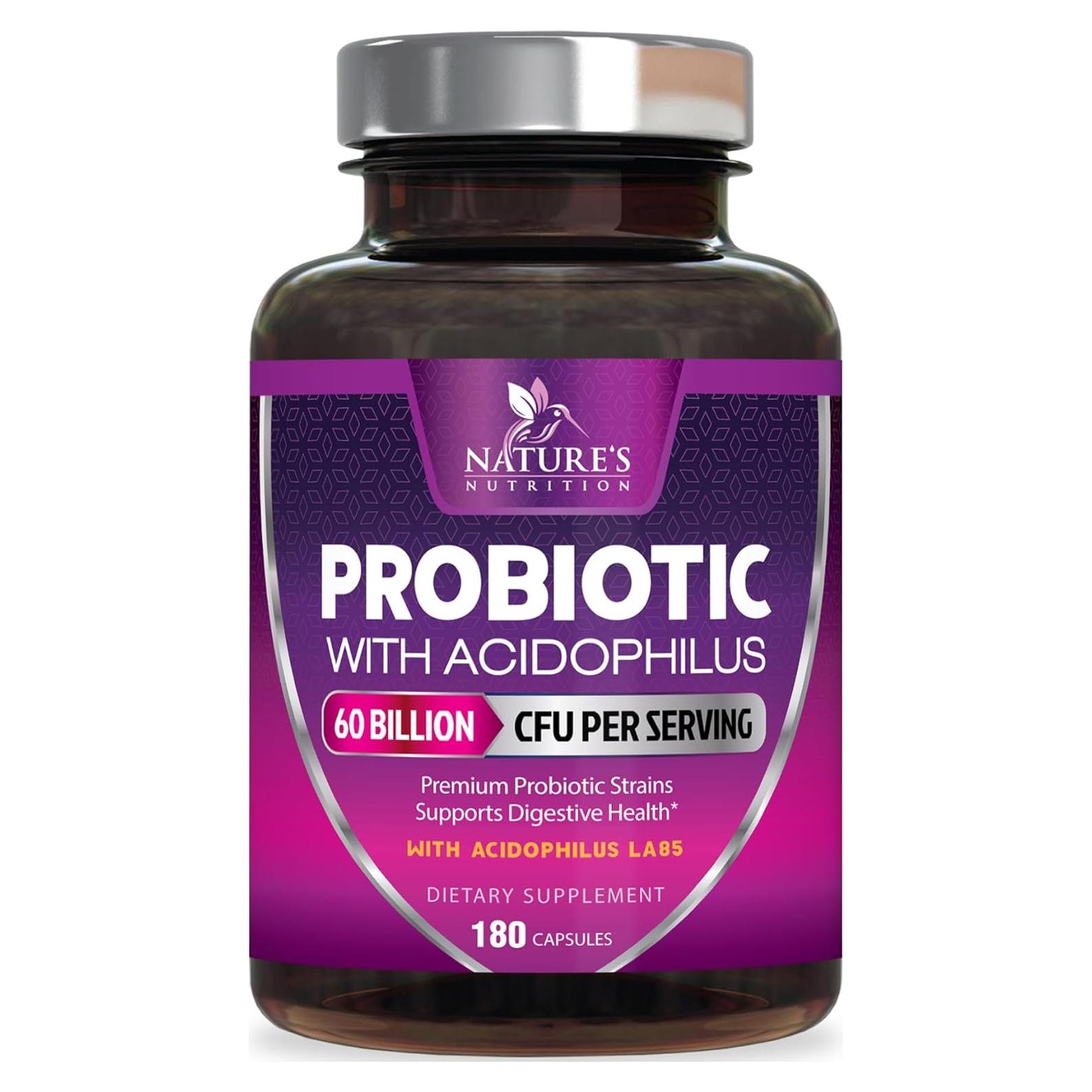 Probioticos Nature's Nutrition 60 Mil Millones CFU 180 Cápsulas