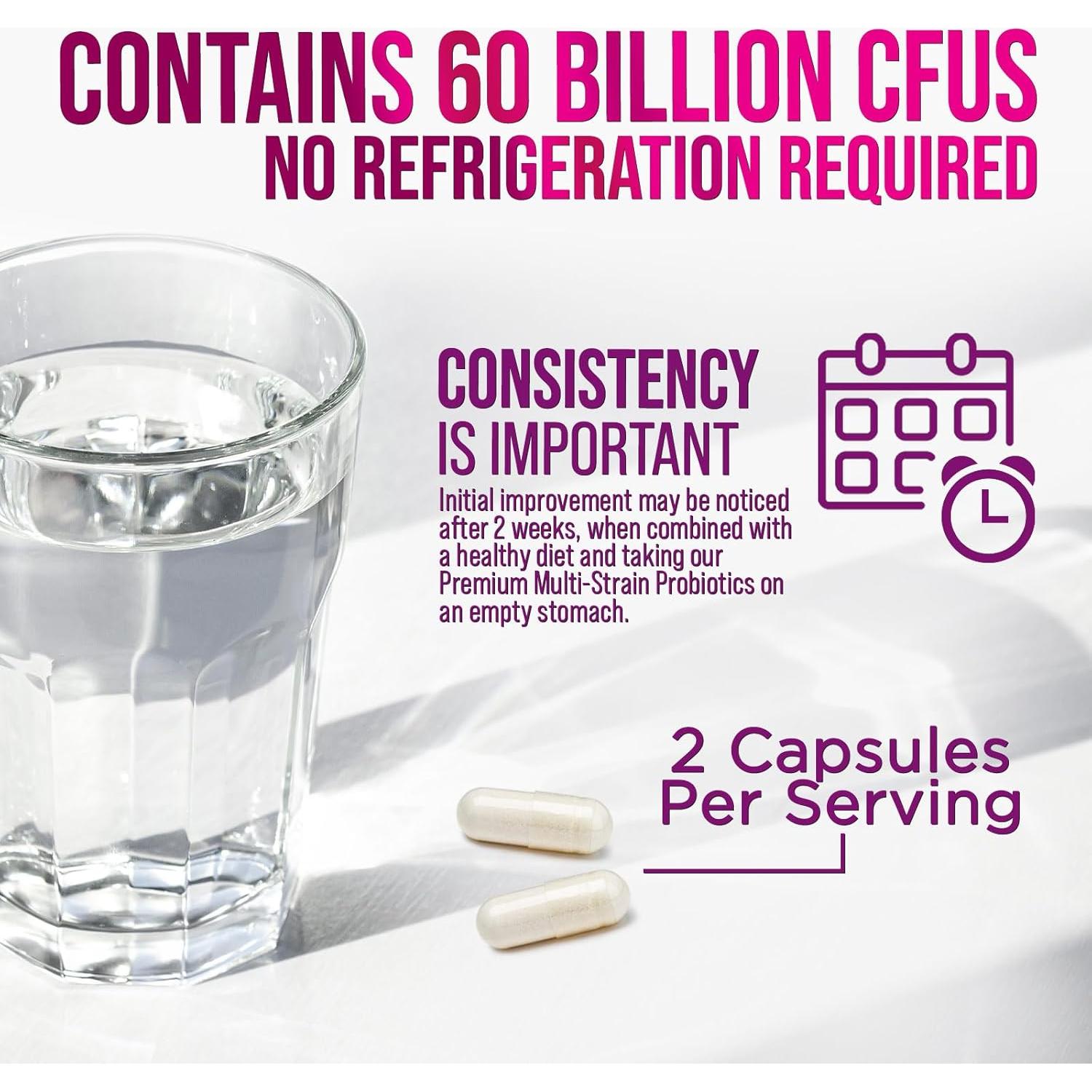 Probioticos Nature's Nutrition 60 Mil Millones CFU 180 Cápsulas