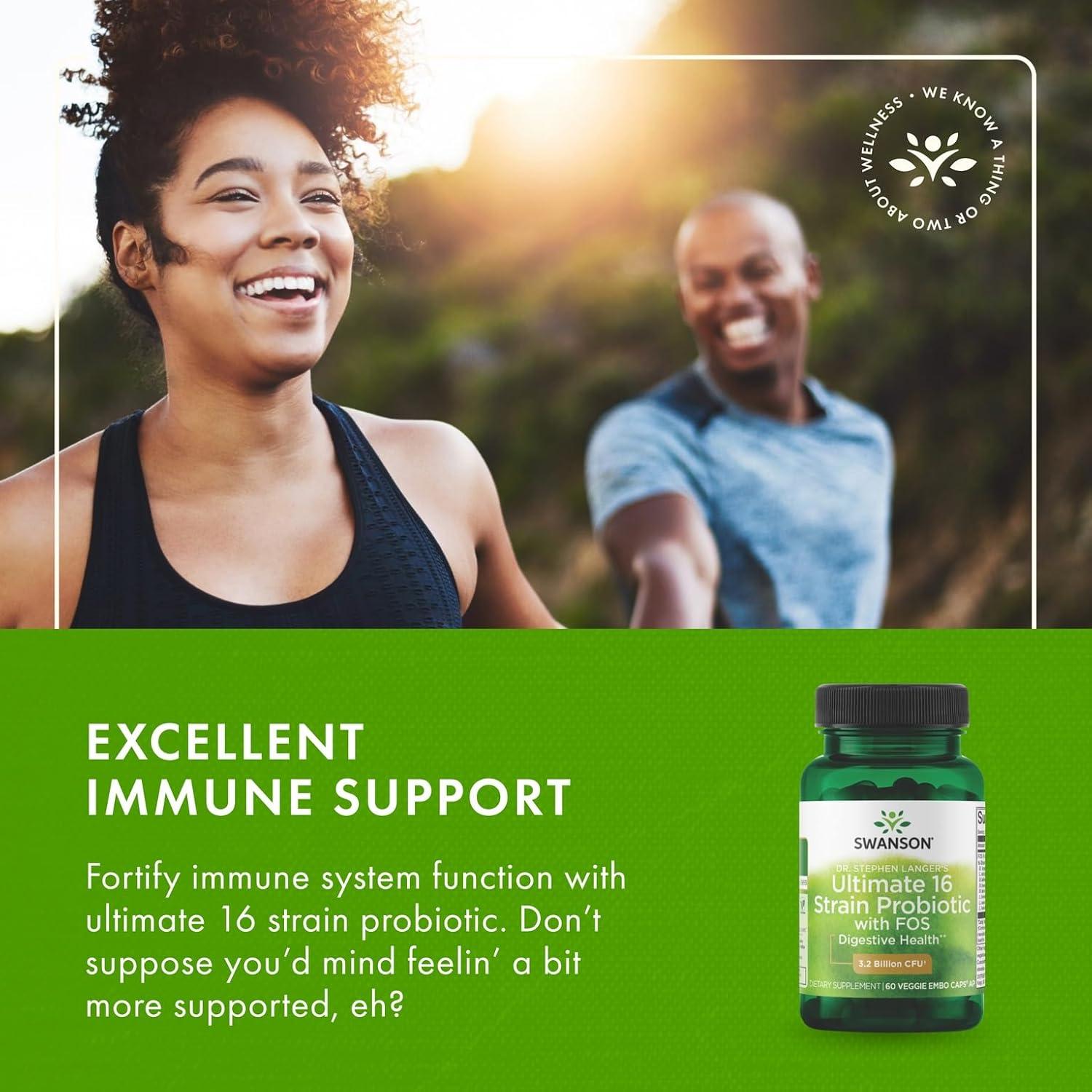 Probiotico Natural Swanson 16 Cepas 3.2 Mil Millones 60 Cápsulas