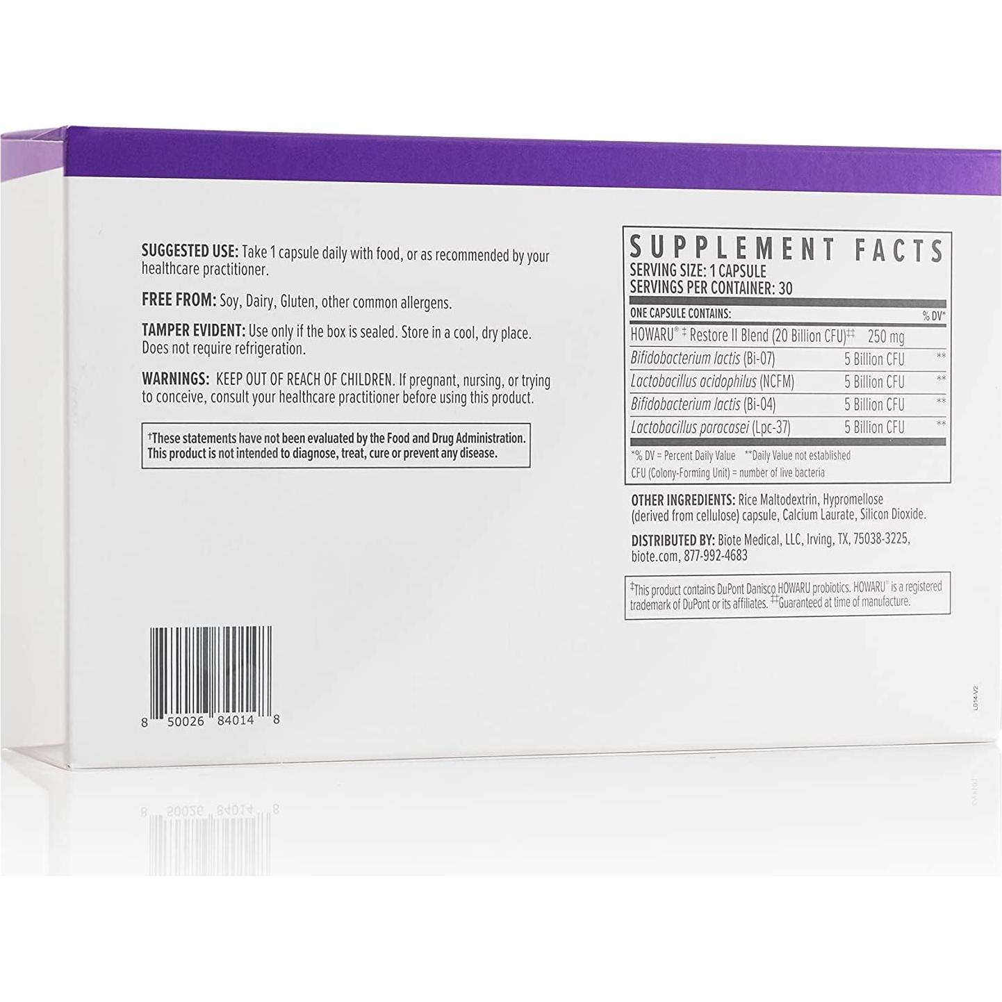 Probiótico Múltiples Cepas Biote Nutraceuticals 20B - 30 Cápsulas