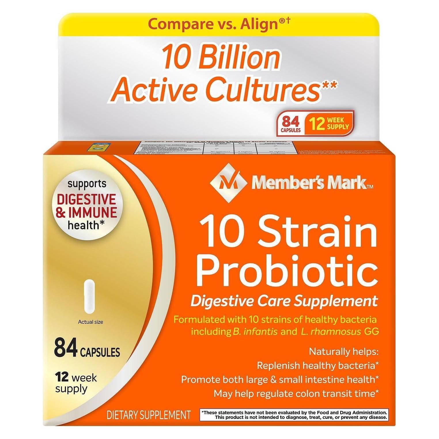 Suplemento Probiotico Member's Mark 84 Cápsulas Digestivas