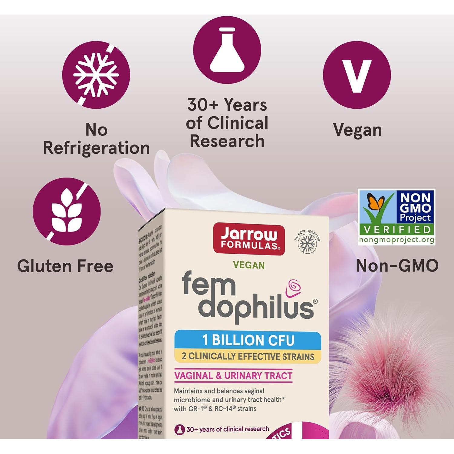 Probioticos Vaginales Jarrow Formulas Fem-Dophilus 60 Cápsulas