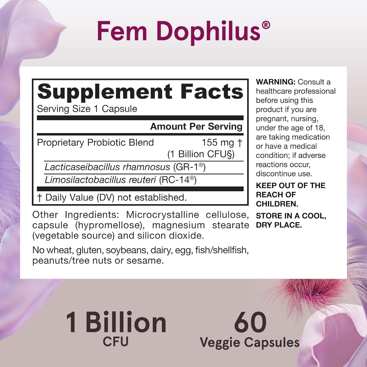 Probioticos Vaginales Jarrow Formulas Fem-Dophilus 60 Cápsulas
