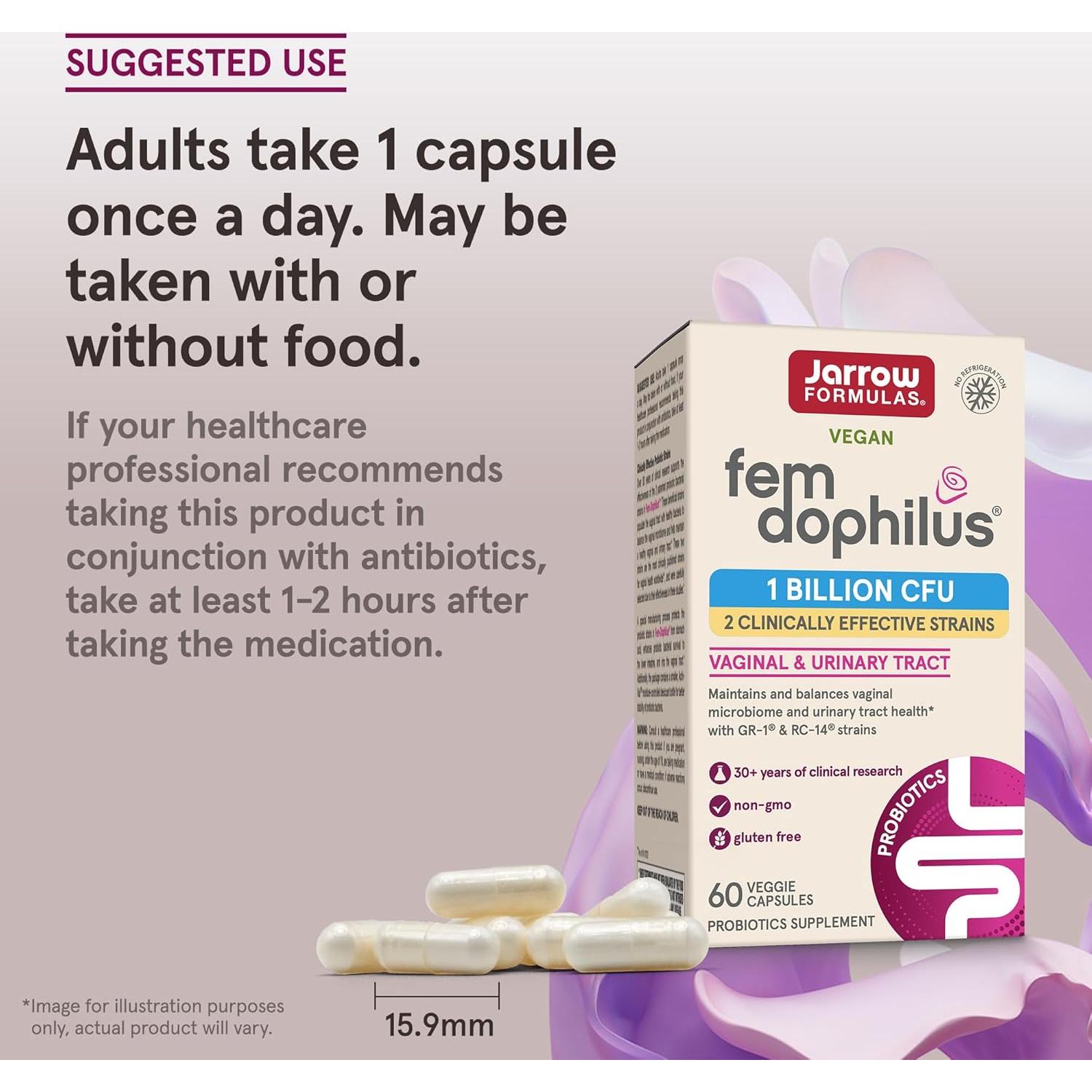 Probioticos Vaginales Jarrow Formulas Fem-Dophilus 60 Cápsulas