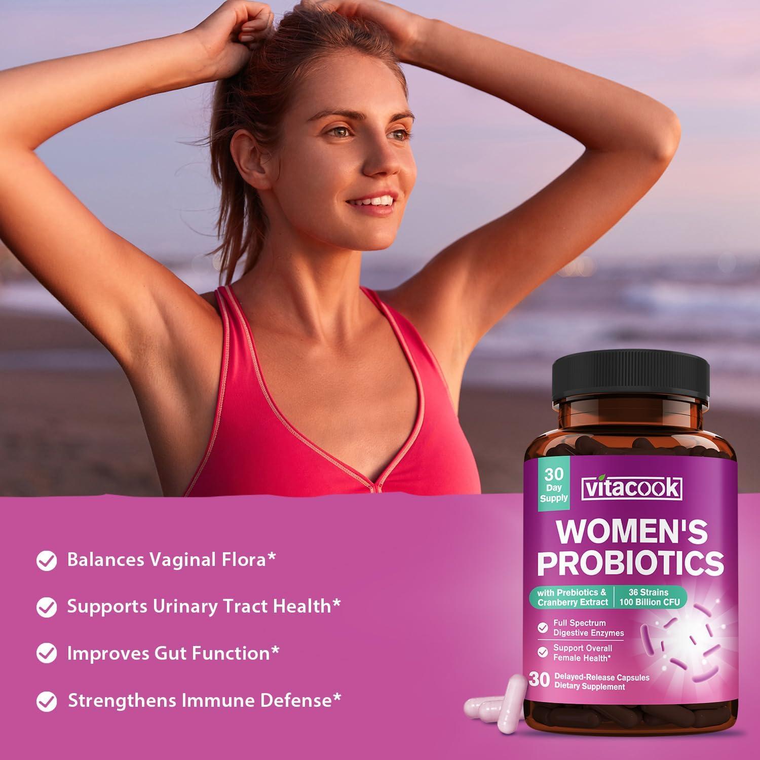 Probioticos para Mujeres Vitacook 100 Mil Millones CFU 30 Cápsulas