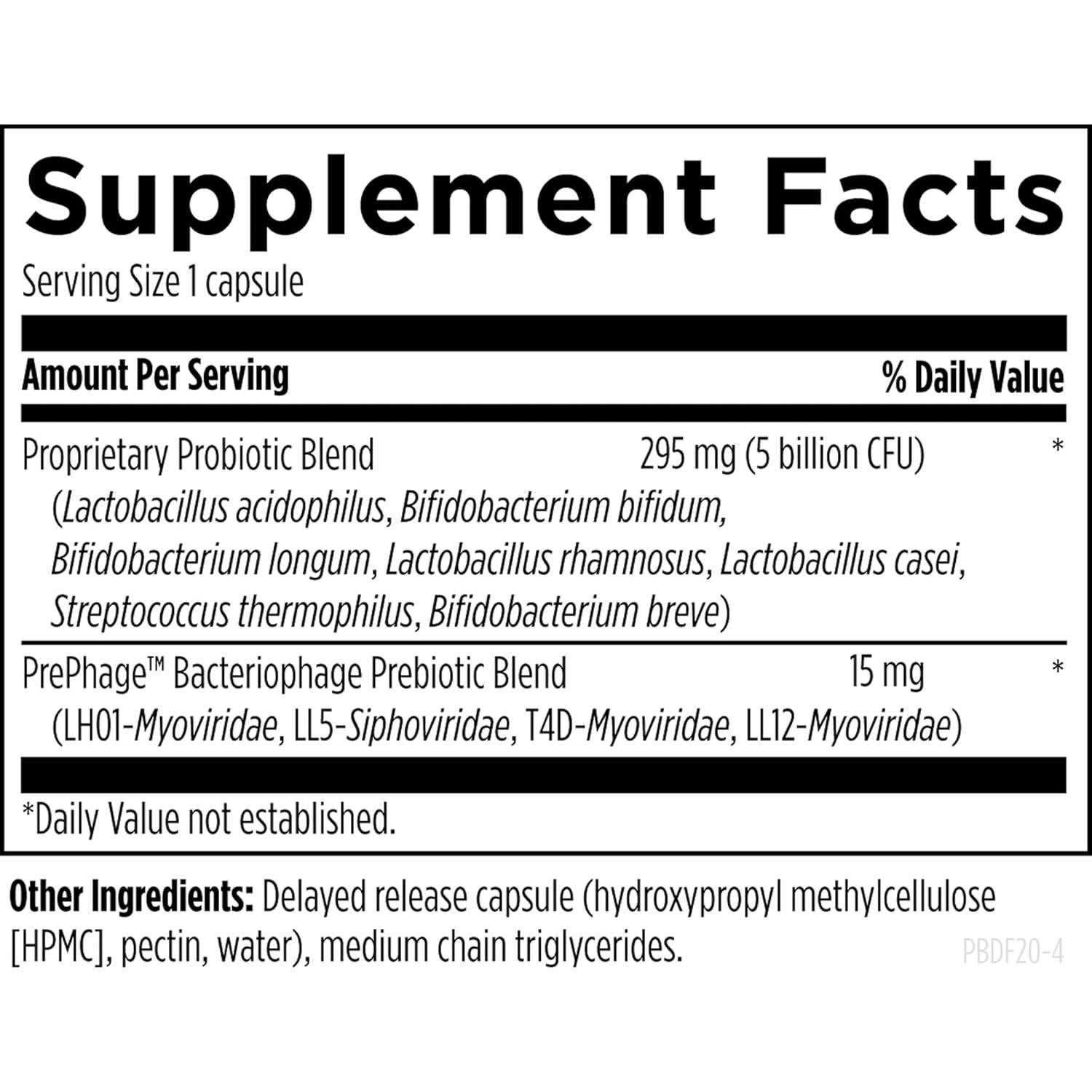 Suplemento Probiophage DF - Probioticos y Prebioticos 120 Cápsulas