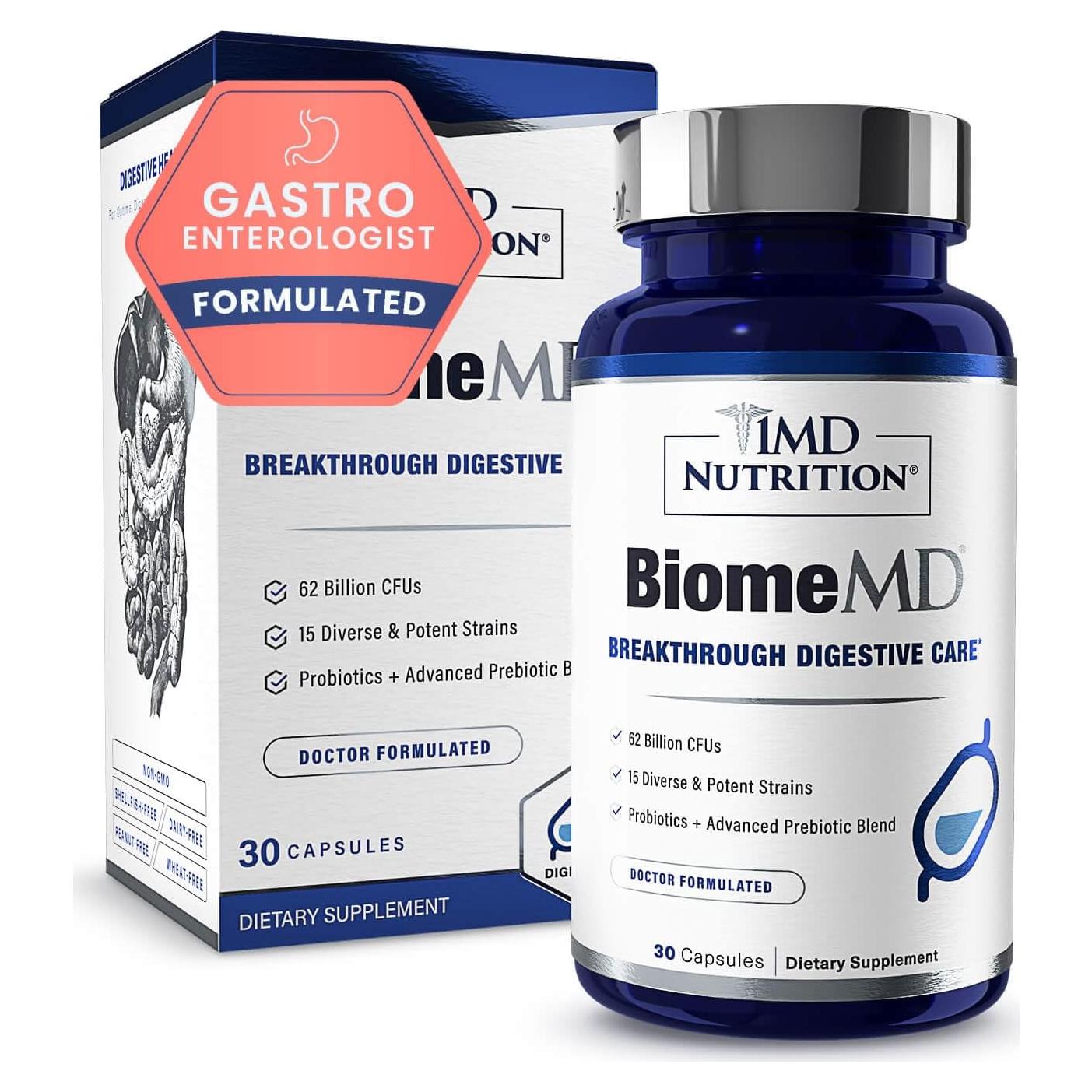 Probioticos 1MD Nutrition BiomeMD 62 Mil Millones 30 Cápsulas