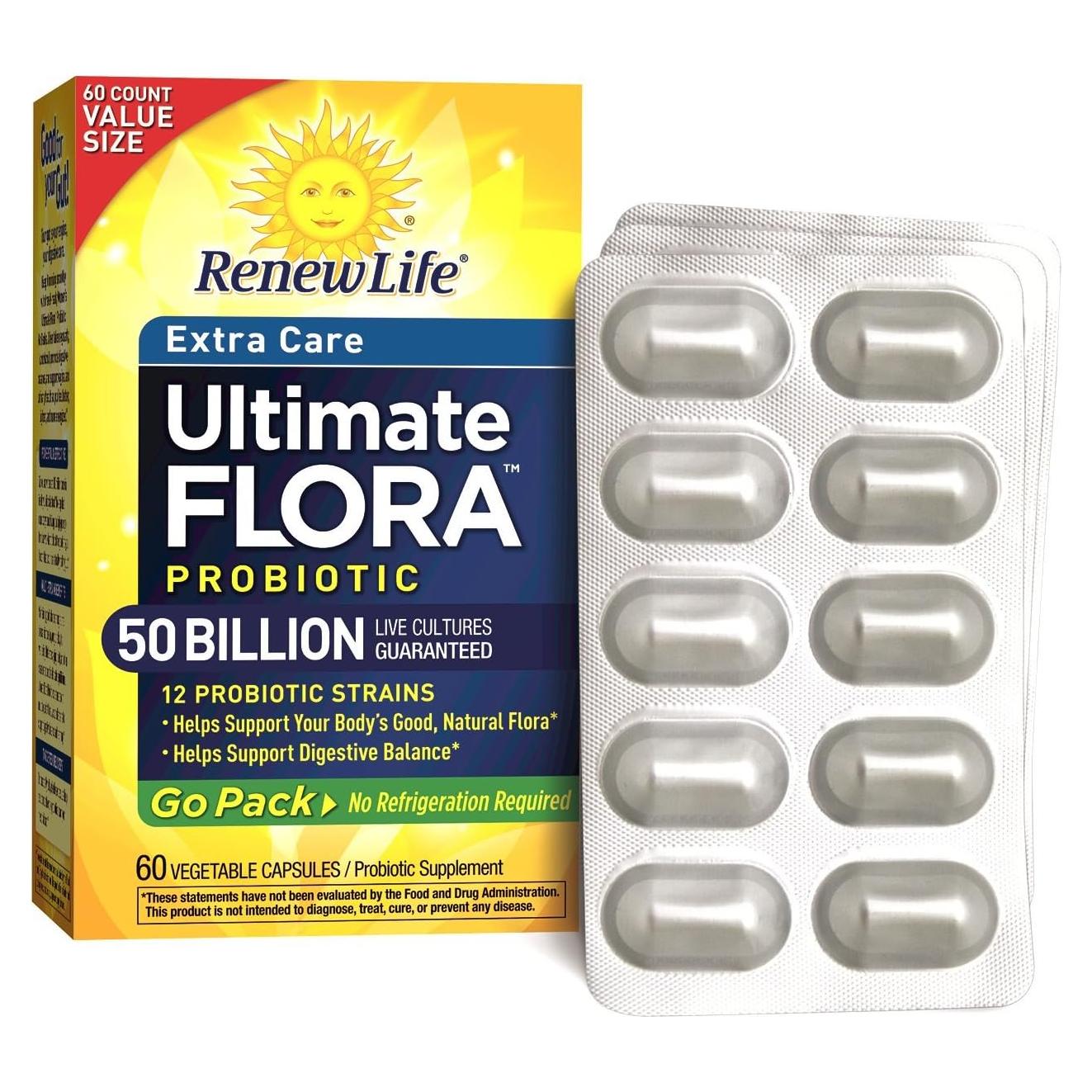 Probiotico Renew Life Cuidado Extra Flora 50 Mil Millones 60 Ct