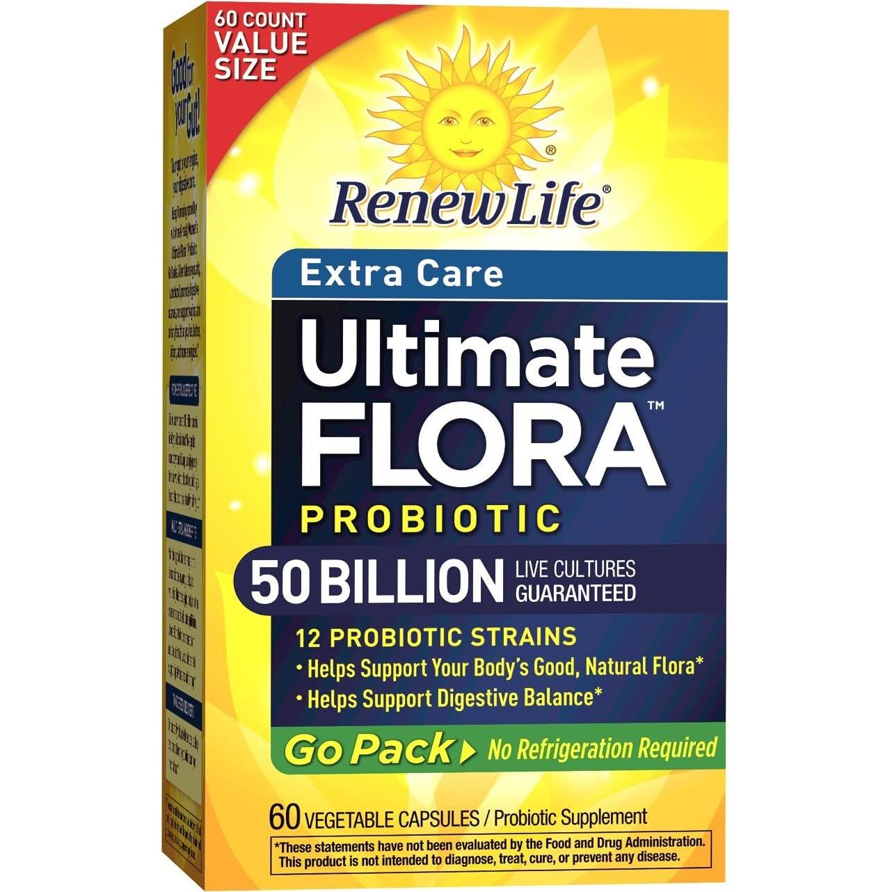 Probiotico Renew Life Cuidado Extra Flora 50 Mil Millones 60 Ct