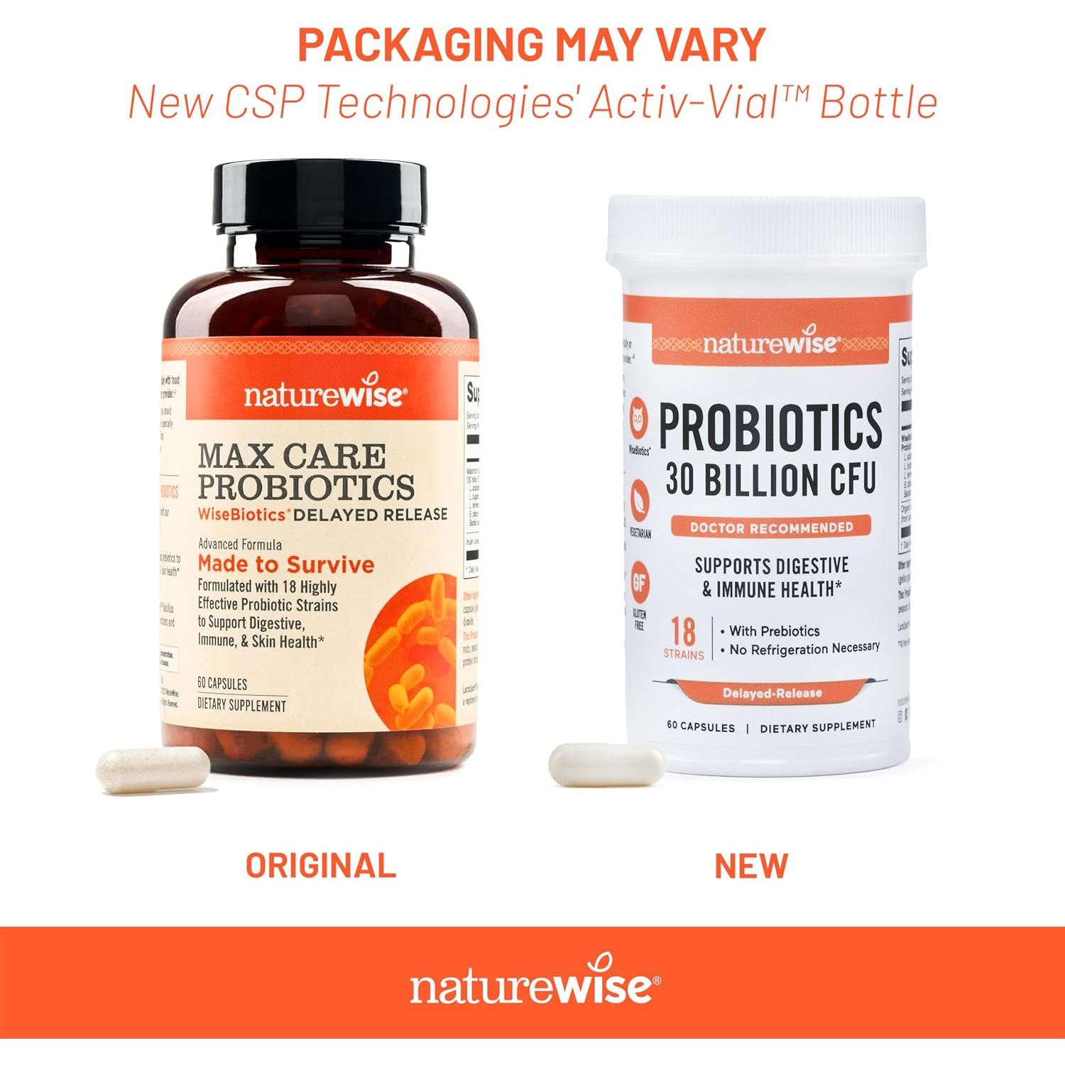 NatureWise Max Probioticos 30 Mil Millones CFU 60 Cápsulas