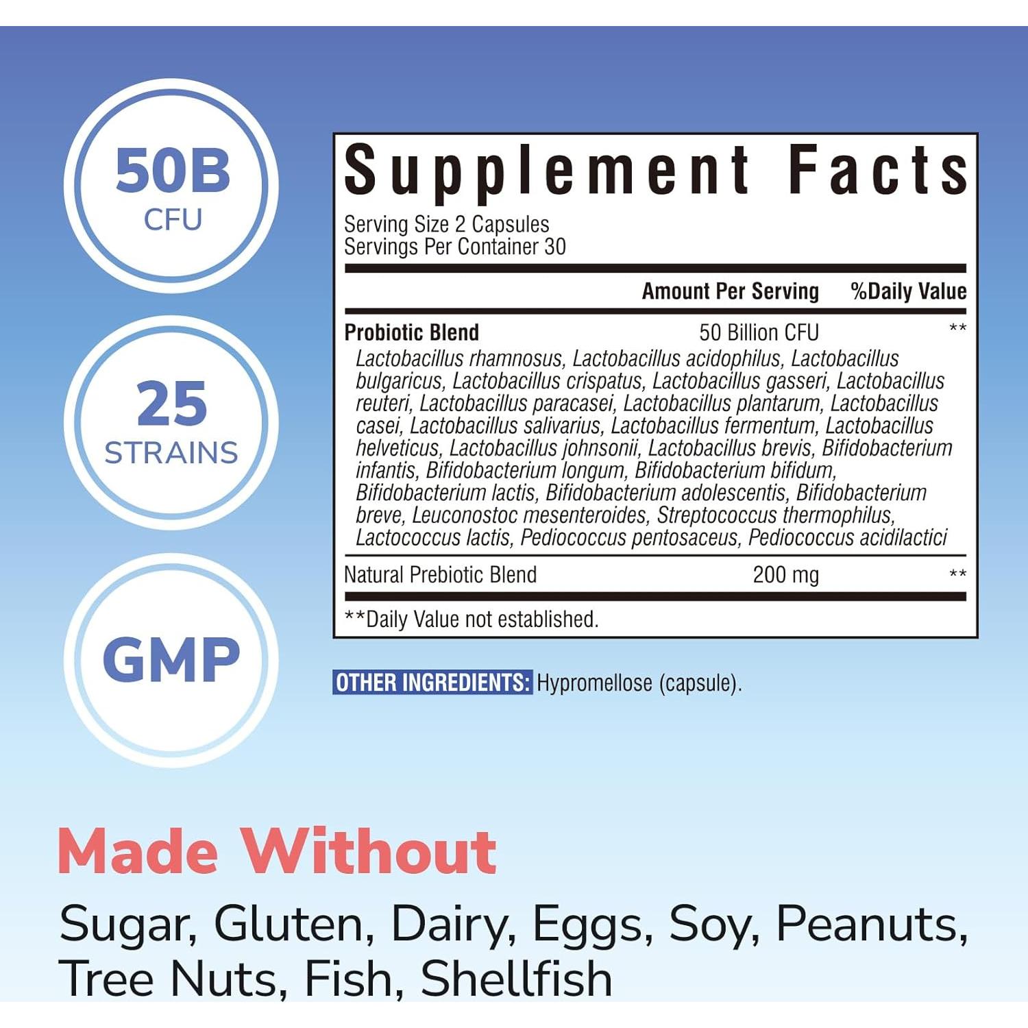 Probiotico Vitalibre 50 Mil Millones CFU 60 Cápsulas Vegetales