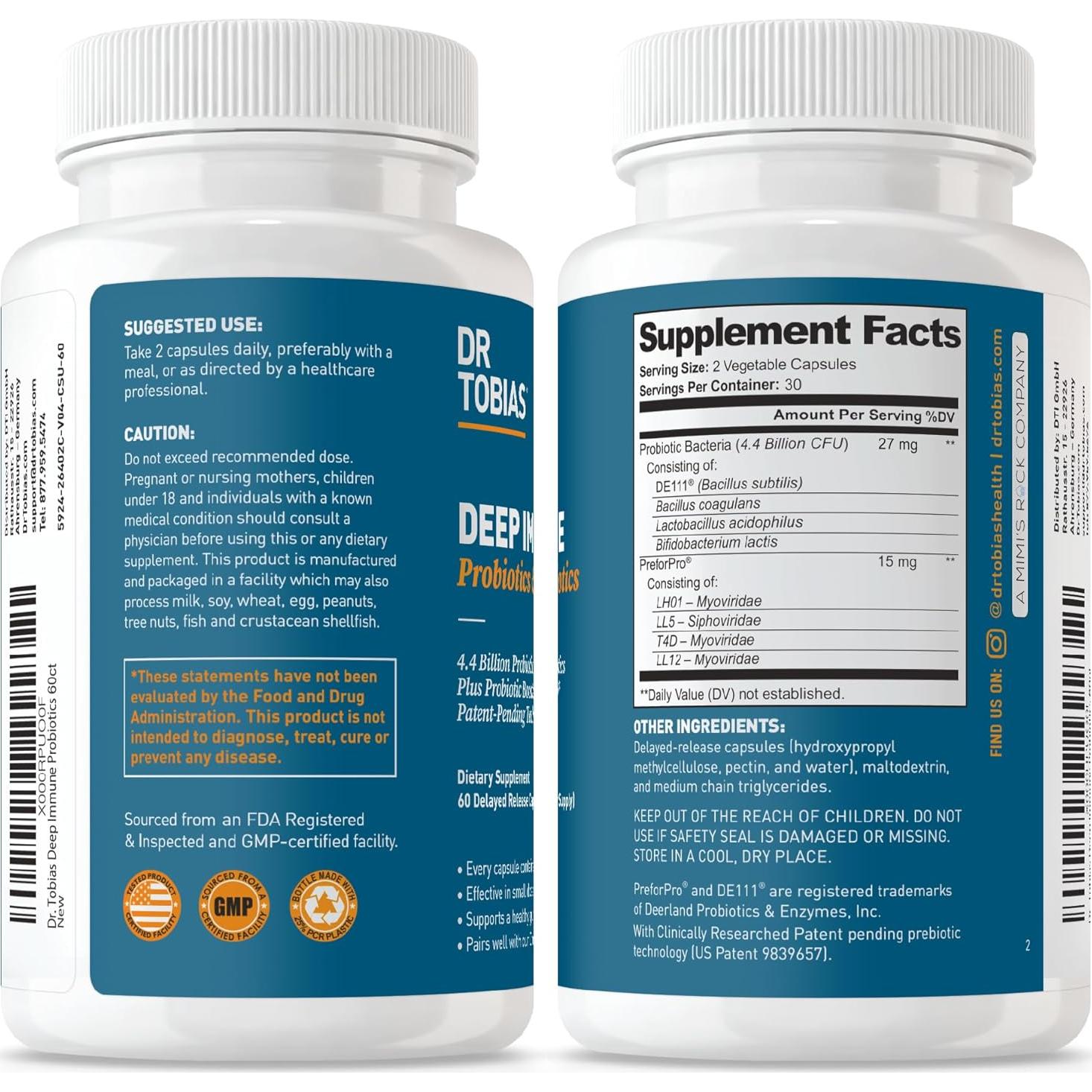 Dr. Tobias Probioticos y Prebioticos 60 Caps Salud Intestinal