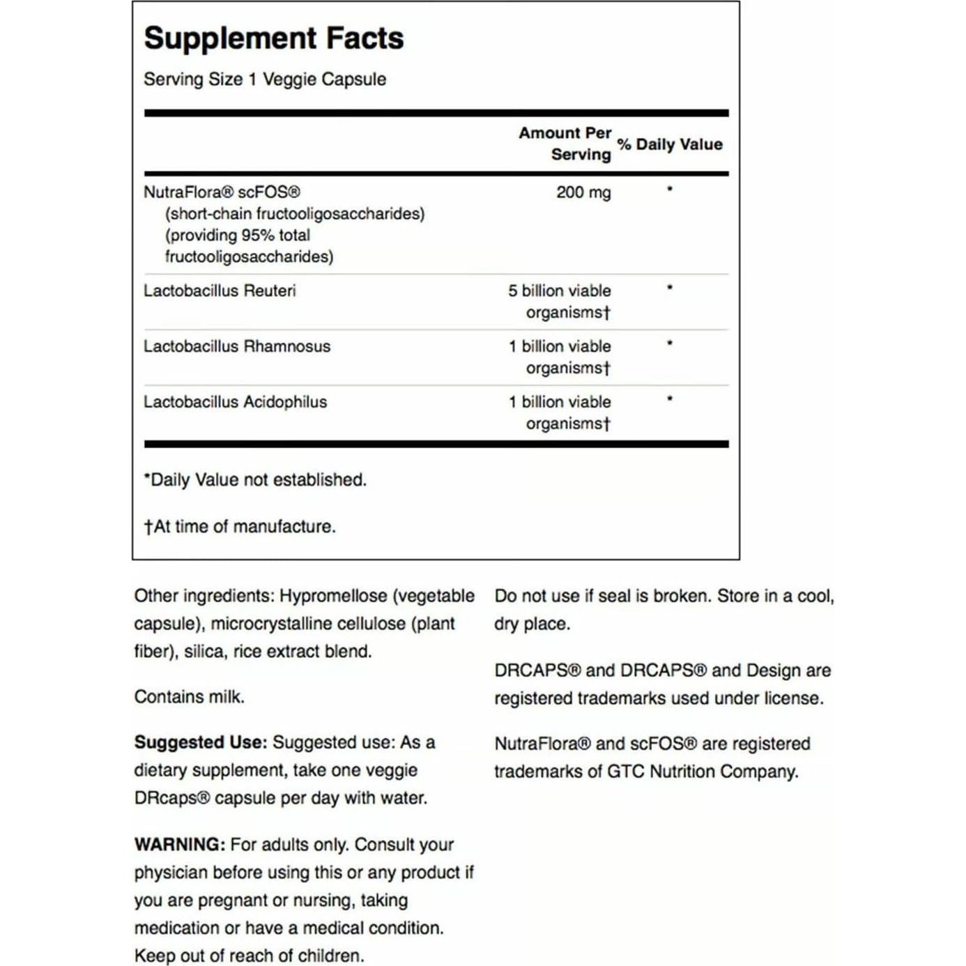 Probiotico Swanson L. Reuteri Plus 30 Cápsulas Vegetales