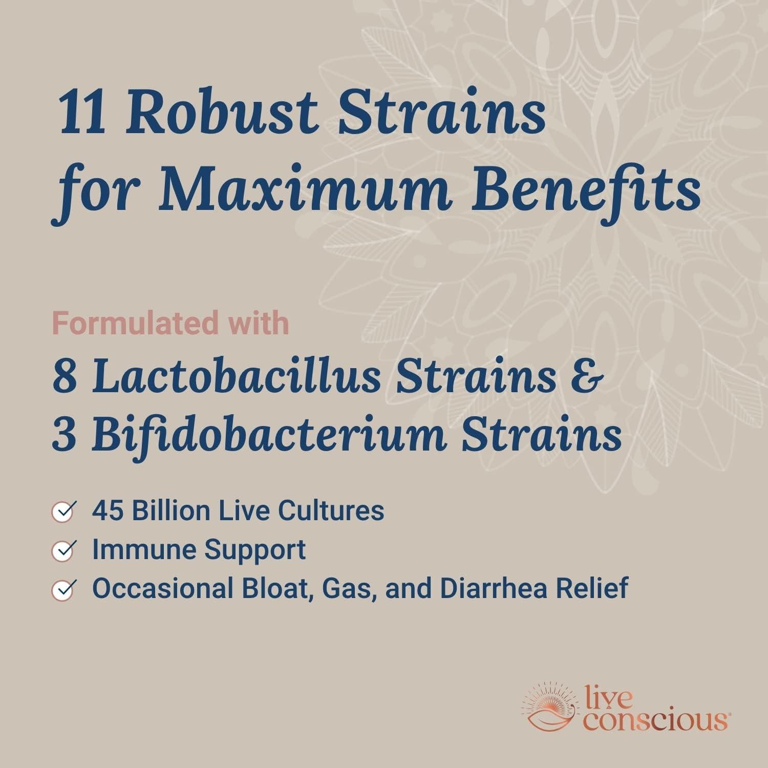 Probioticos Live Conscious PRO45 - 45 Mil Millones UFC, 30 Cápsulas