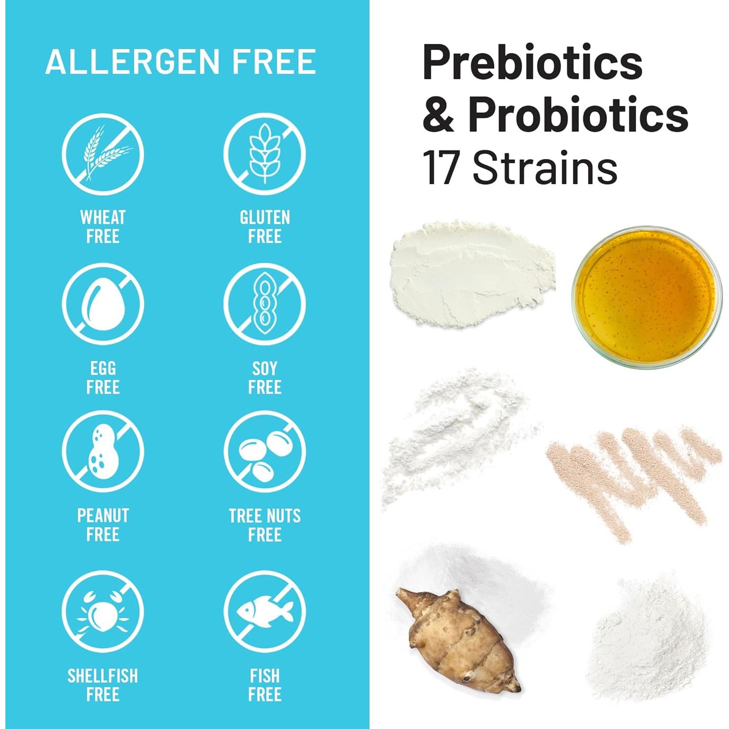 NatureWise Probióticos 70 Mil Millones CFU - 17 Cepas + Prebióticos - 30 Cápsulas