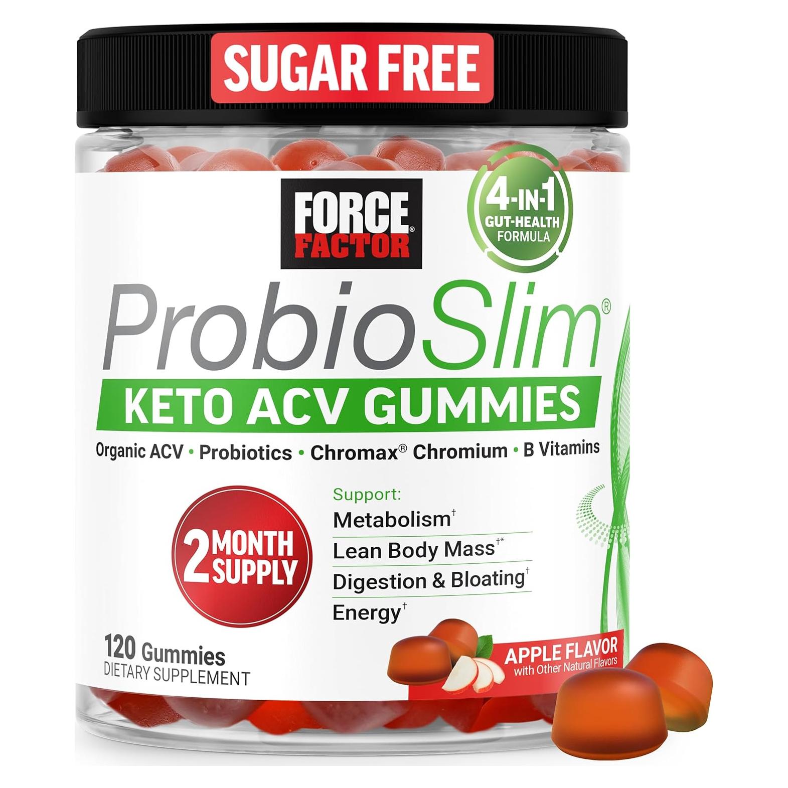 Gomitas ProbioSlim Keto ACV Force Factor 120ct Sabor Manzana