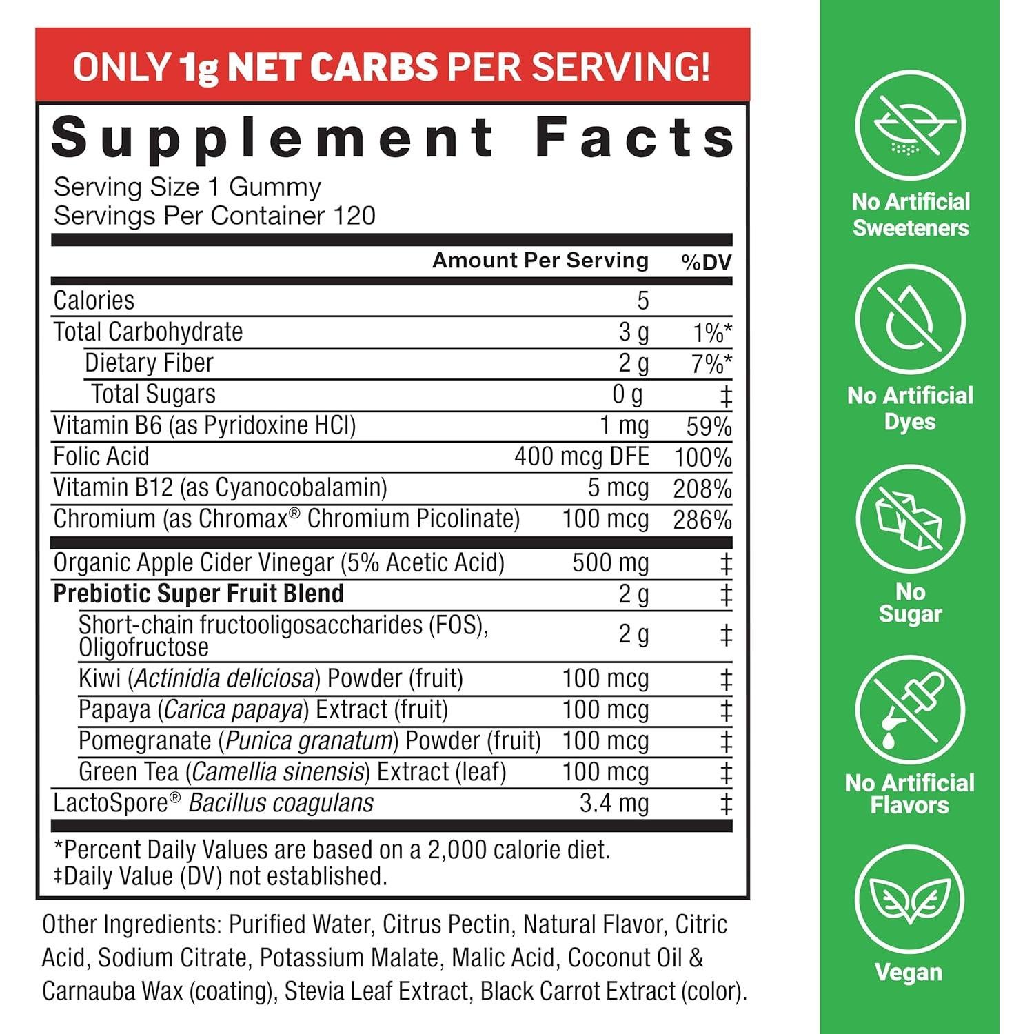 Gomitas ProbioSlim Keto ACV Force Factor 120ct Sabor Manzana