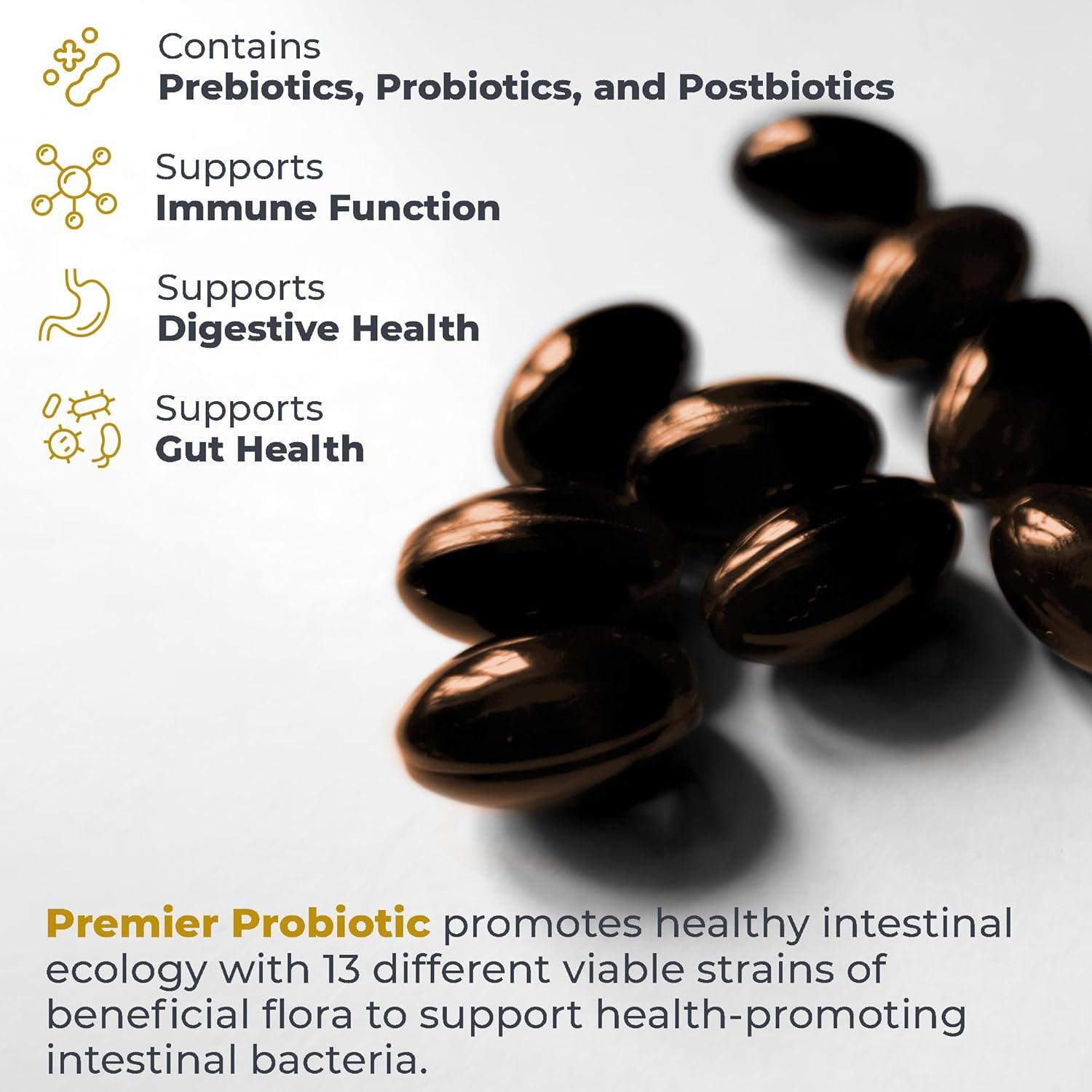 Premier Research Labs Premier Probiotic - Pre Pro Post Biotics for Women & Men, Quad Biotic, Quadbiotic, Prebiotics, Probiotics, Postbiotics & Phytobiotics - 60 Vegetarian Softgel Capsules
