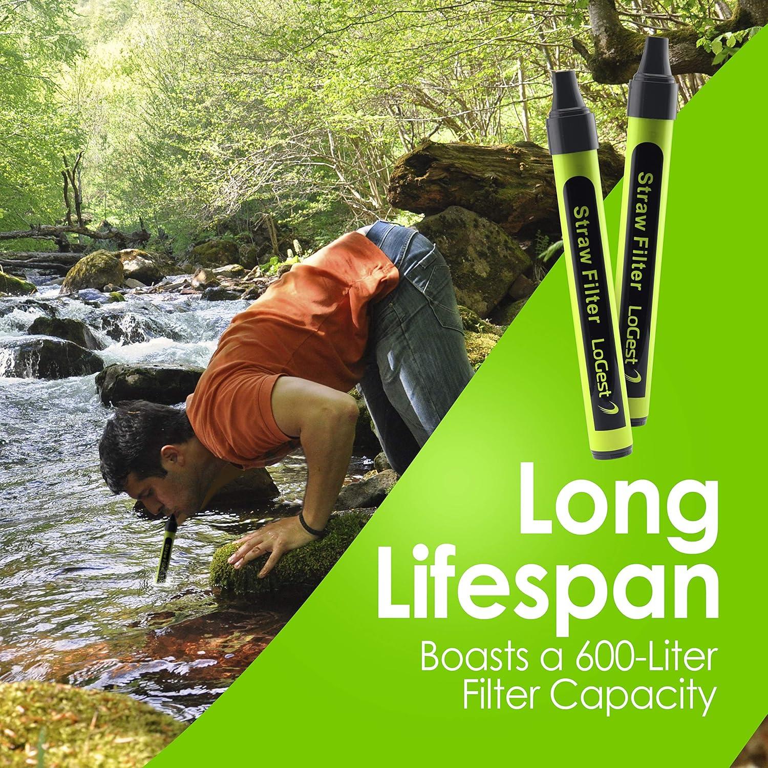 Popote de Filtro de Agua Logest - Portátil 600L - Emergencia