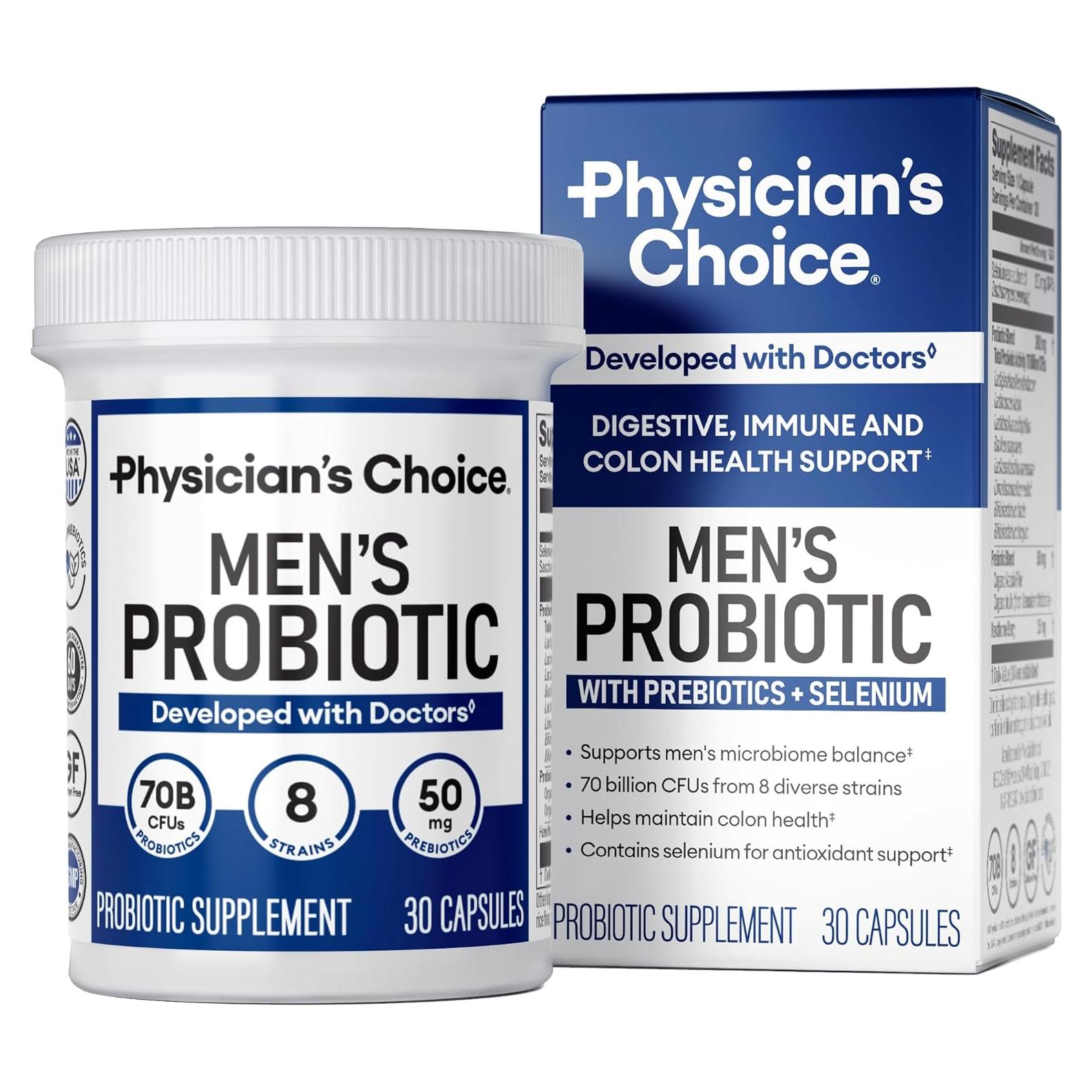 Probioticos Physician's Choice para hombres - 70 mil millones CFU - 30 cápsulas