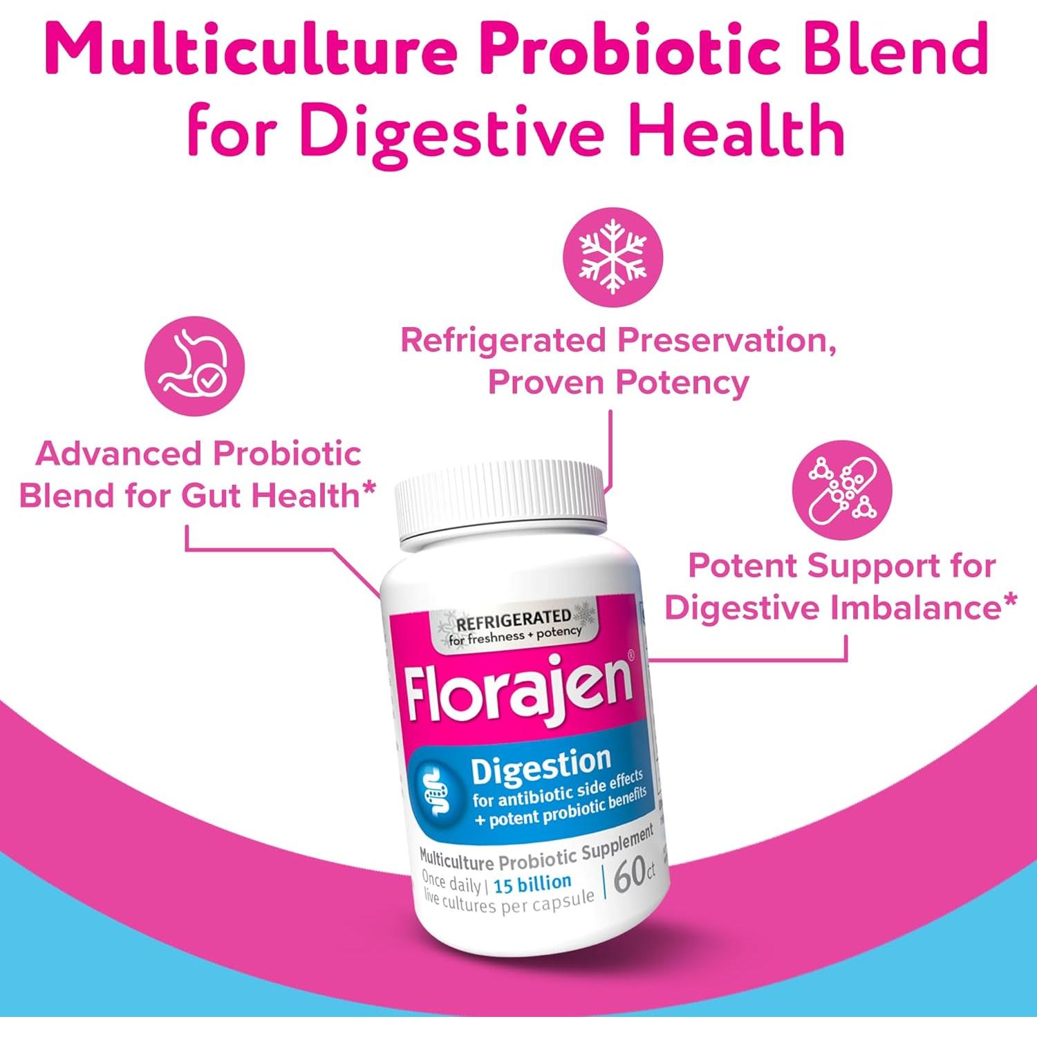 Suplemento Probiotico Florajen Digestion 60 Capsulas Refrigeradas