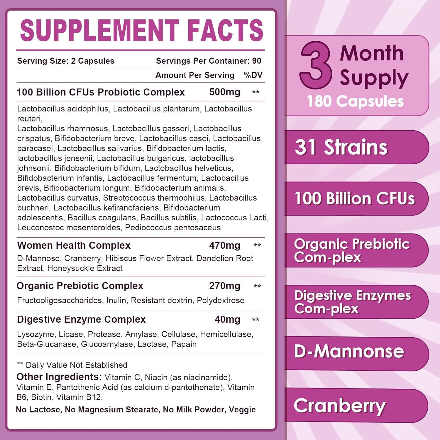 Probioticos para Mujeres Nature Target 180 Caps 100 Mil CFUs