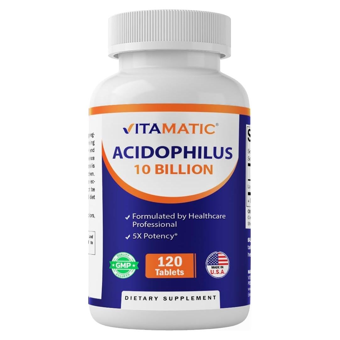 Vitamatic Probiótico Acidophilus 10 Mil Millones CFU 120 Tabletas