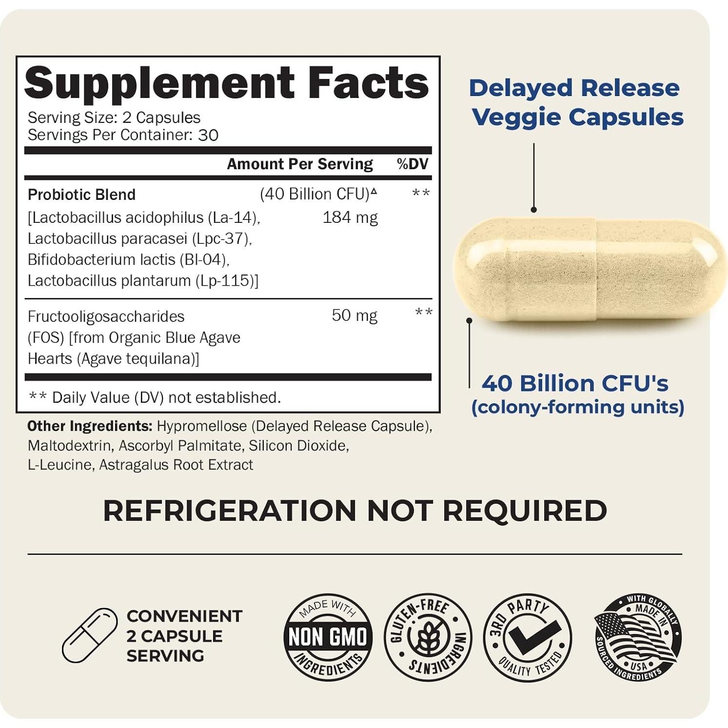 Suplemento Probiotico Diario BioSchwartz 40 Mil Millones CFU 60 Cápsulas