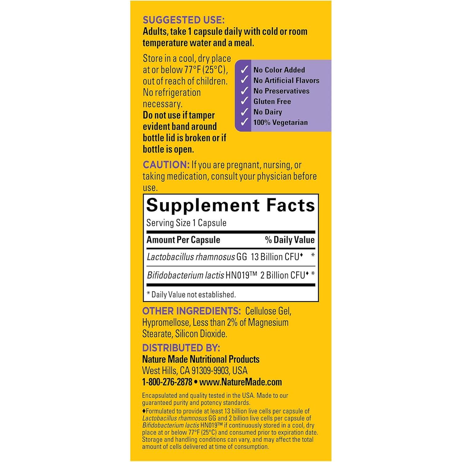 Probioticos Nature Made Extra Fuertes 15 Mil Millones CFU 30 Cápsulas
