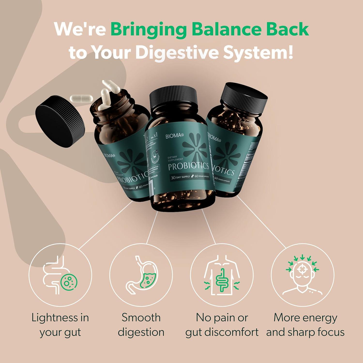 Probióticos Bioma - Salud Digestiva Vegana 60 Cápsulas