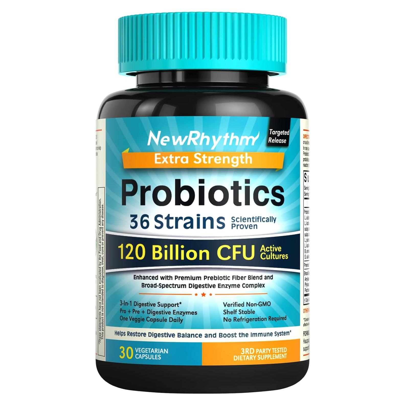 Probioticos NewRhythm 120 Mil Millones CFU 36 Cepas 30ct