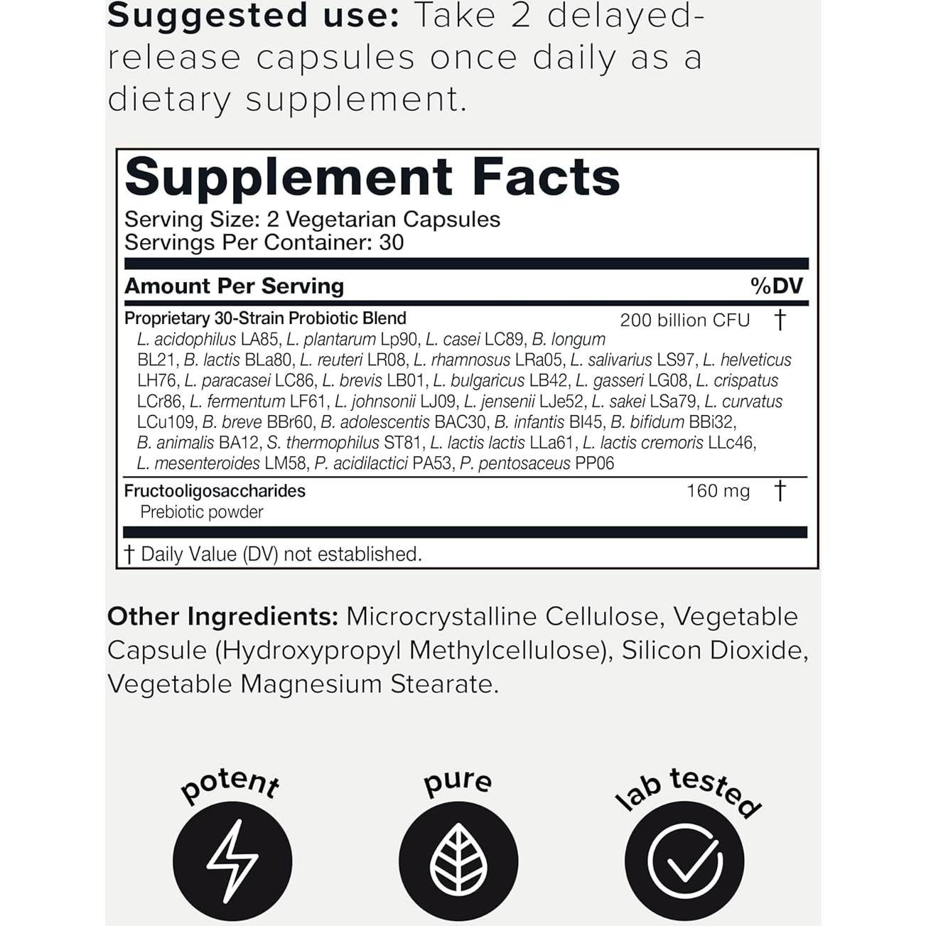 Suplemento Probiótico Toniiq 200 Mil Millones CFU 30 Cepas