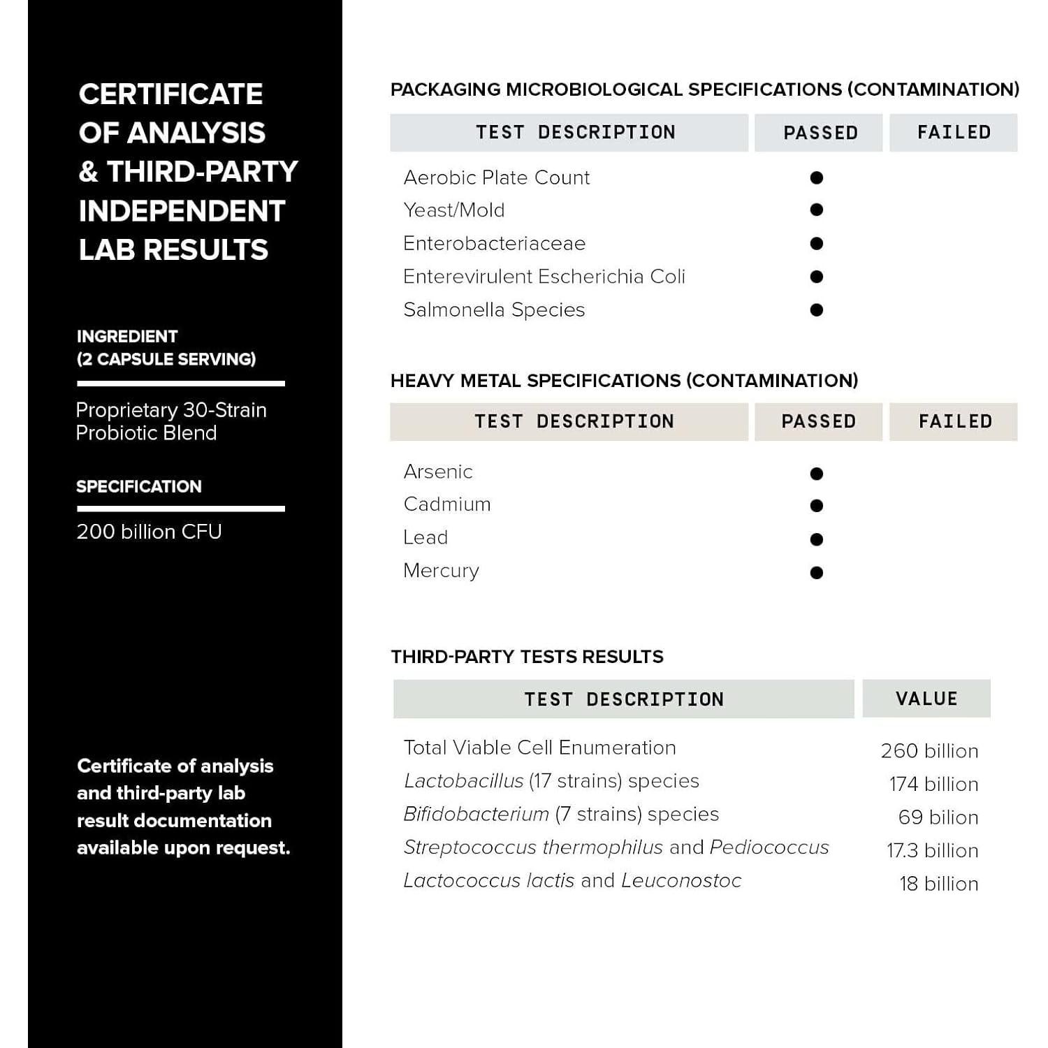 Suplemento Probiótico Toniiq 200 Mil Millones CFU 30 Cepas
