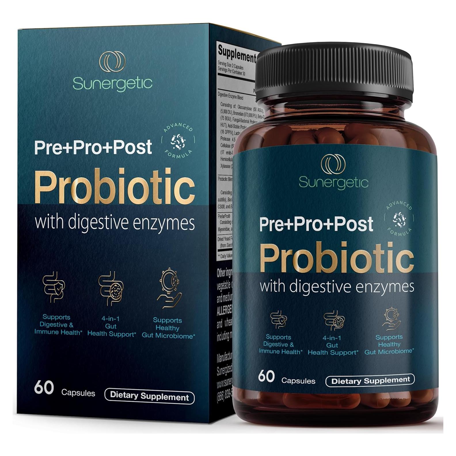 Suplemento Probiotico 4 en 1 Sunergetic - 60 Cápsulas