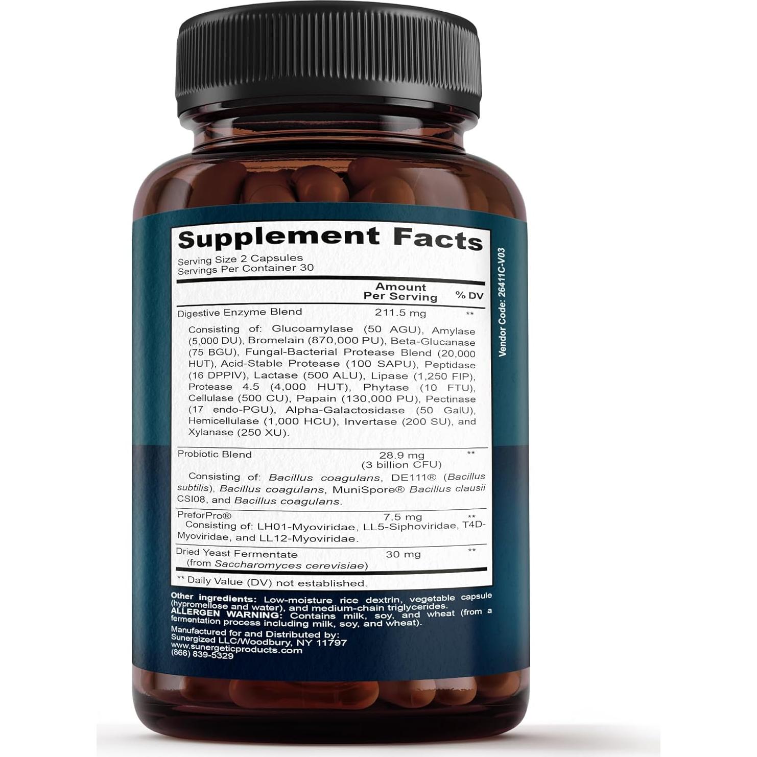 Suplemento Probiotico 4 en 1 Sunergetic - 60 Cápsulas