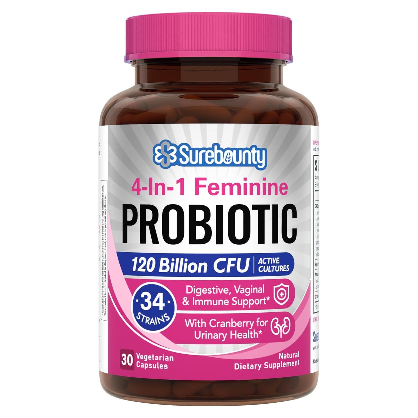 Probioticos Femeninos Surebounty 120 Mil Millones 30 Cápsulas