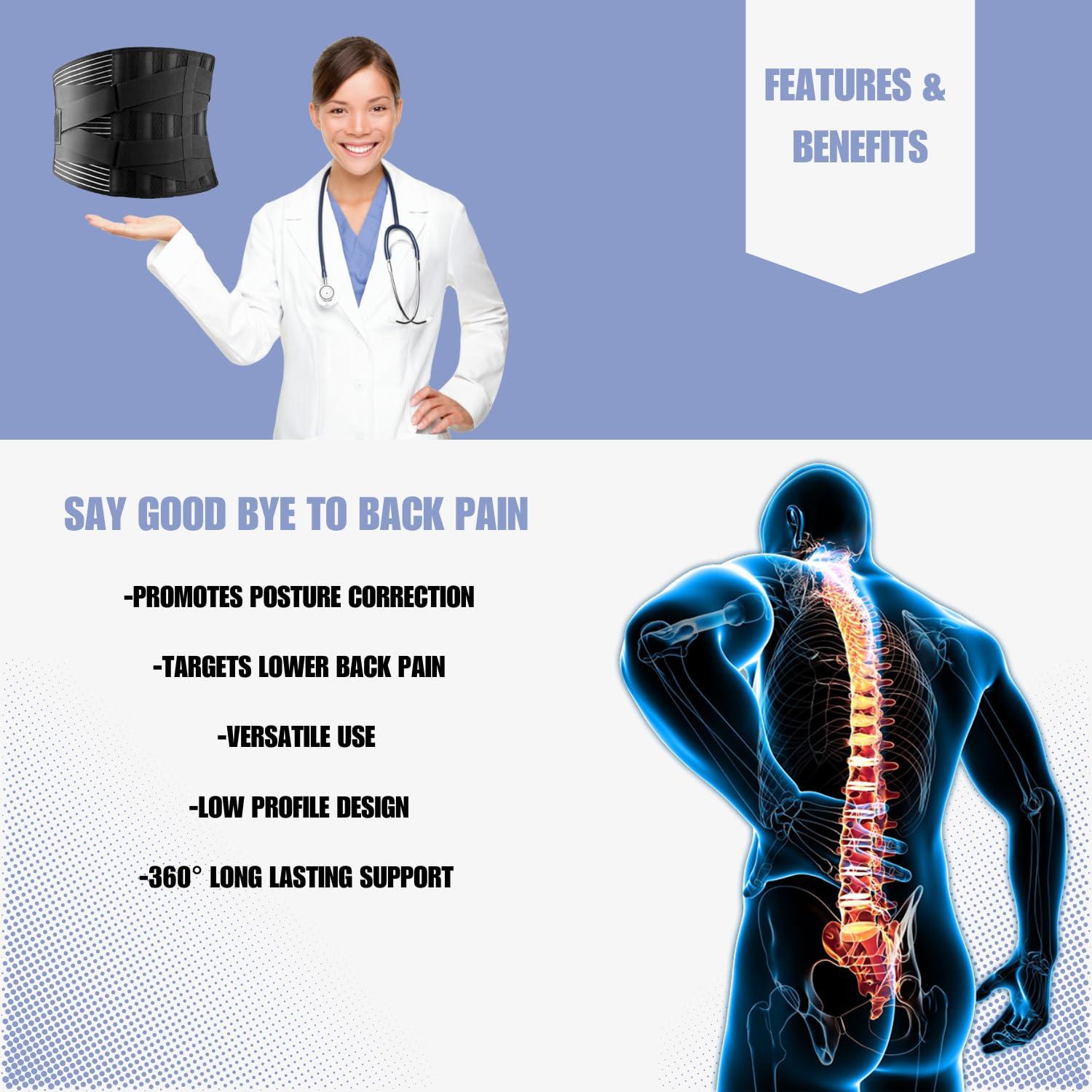 Faja de Soporte de Espalda Ajustable Hebei - Alivio Dolor Lumbar