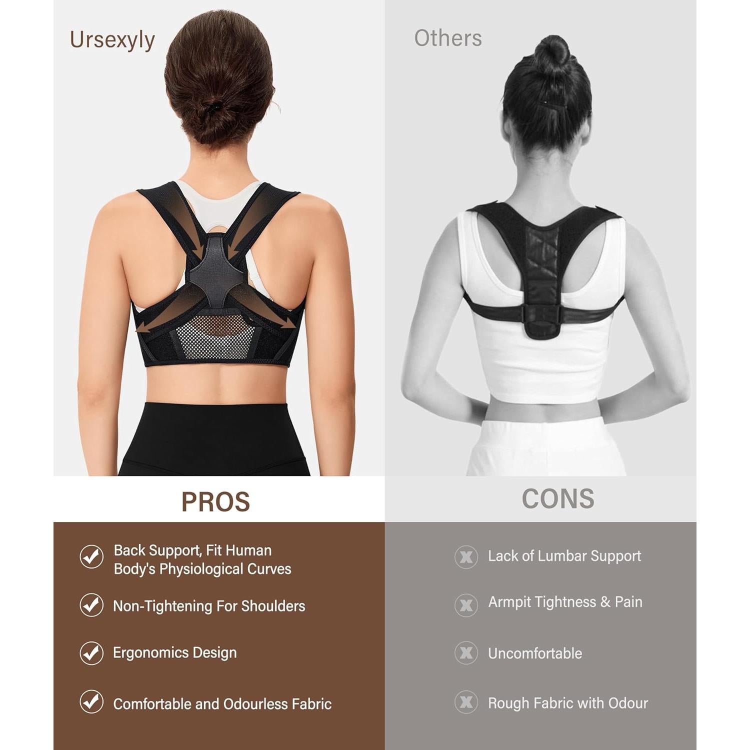 Corrector de Postura Ursexyly Faja Transpirable L/XL Negro